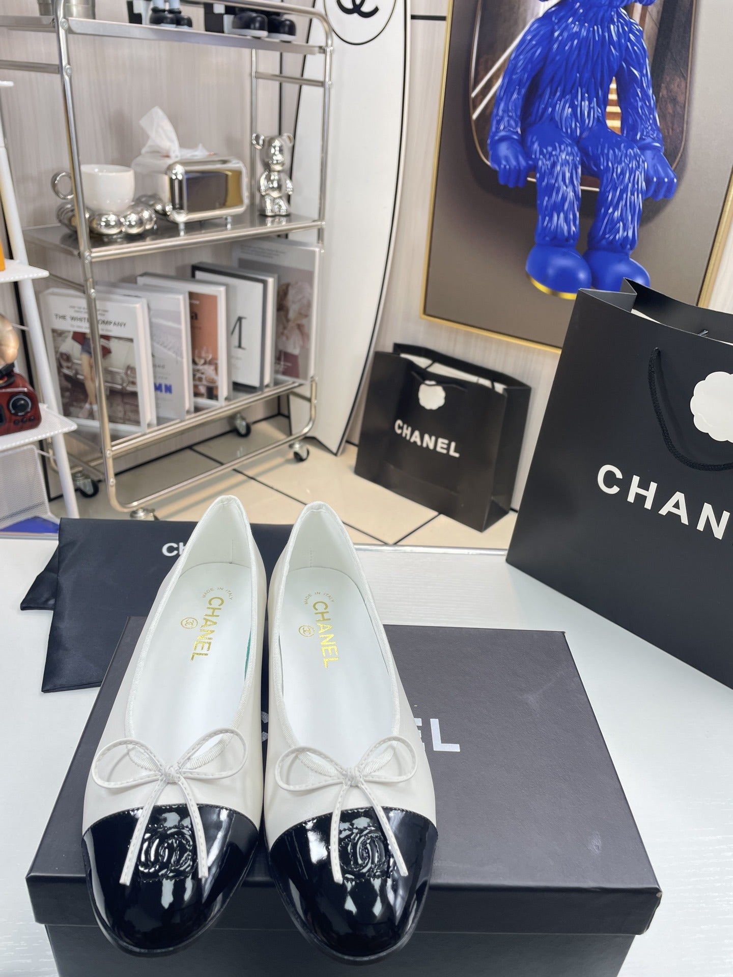 Chanel Lambskin Leather Bow Ballet Flats