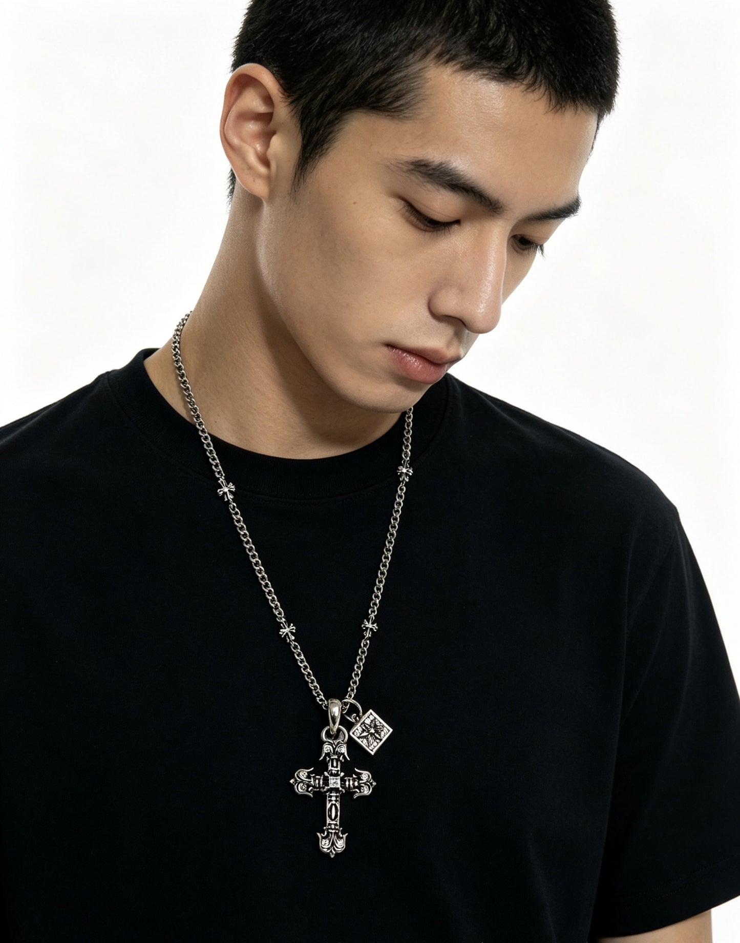 Chrome Hearts Sterling Silver Cross Necklace