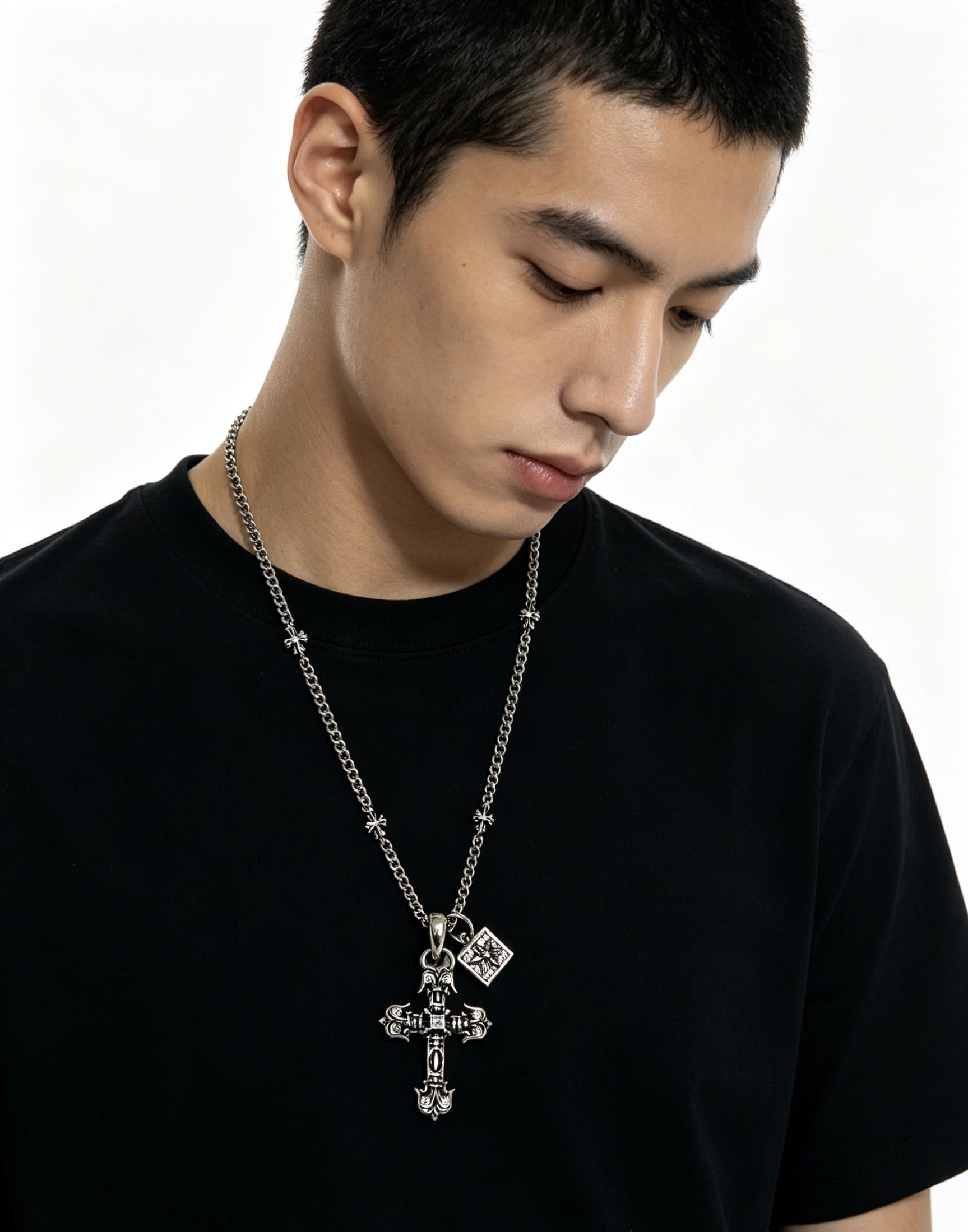 Chrome Hearts Sterling Silver Cross Necklace