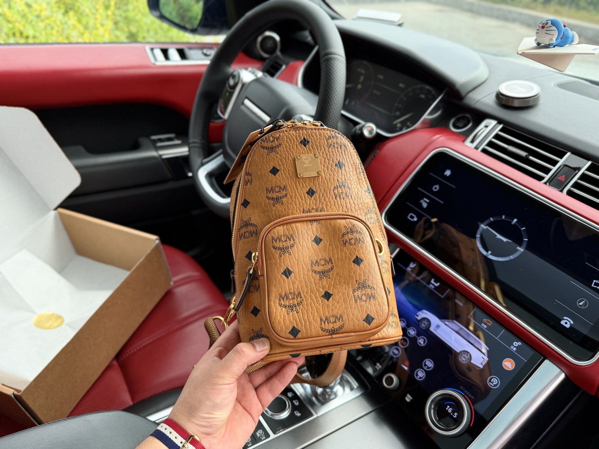 MCM Leather Logo Crossbody Bag