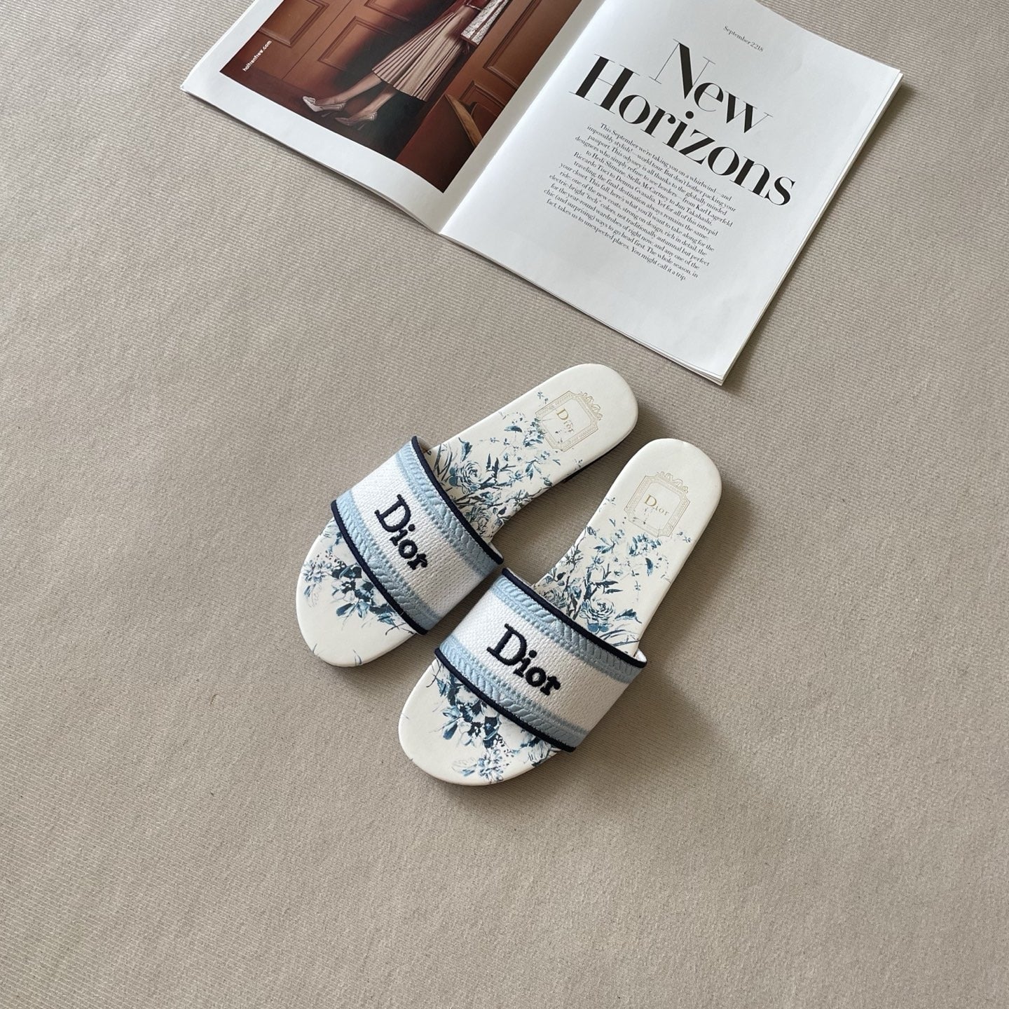 Dior Leather Embroidered Slides