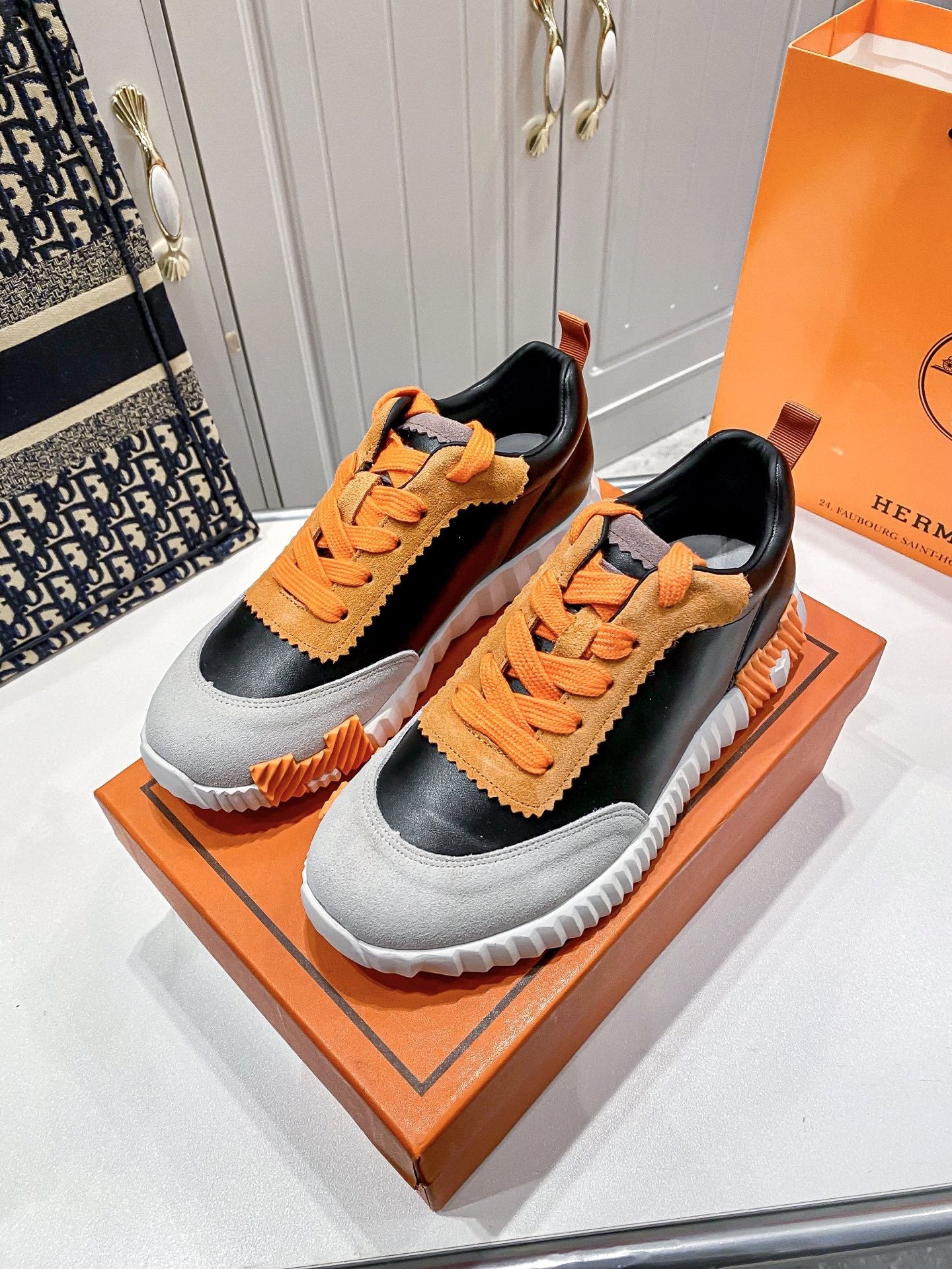 Hermes Lambskin Leather Sneakers