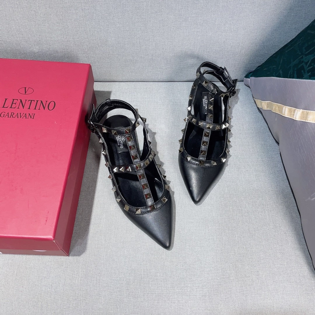 Valentino Lambskin Leather Pointed Toe Sandals