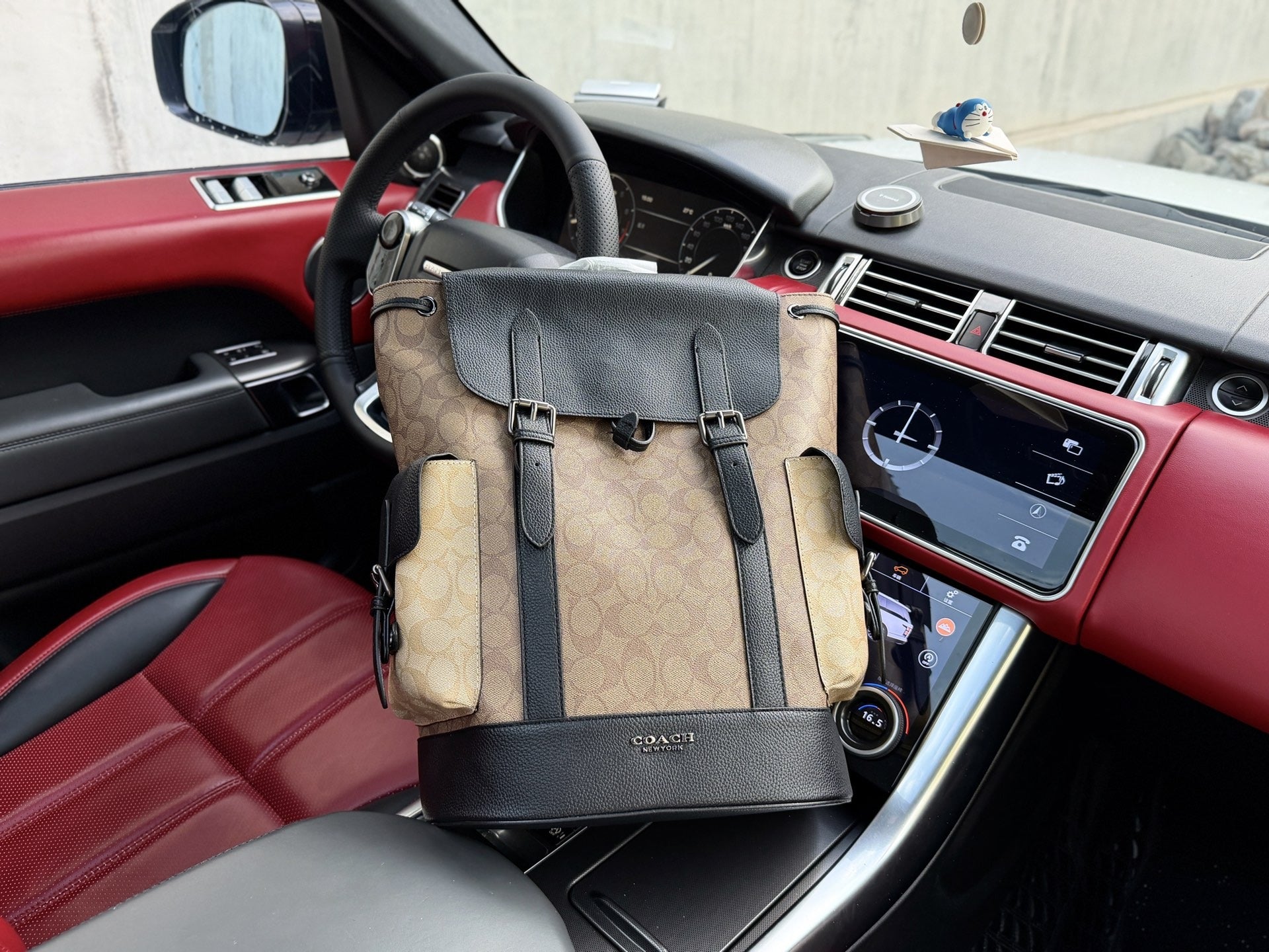 Coach Black Canvas Logo Backpack