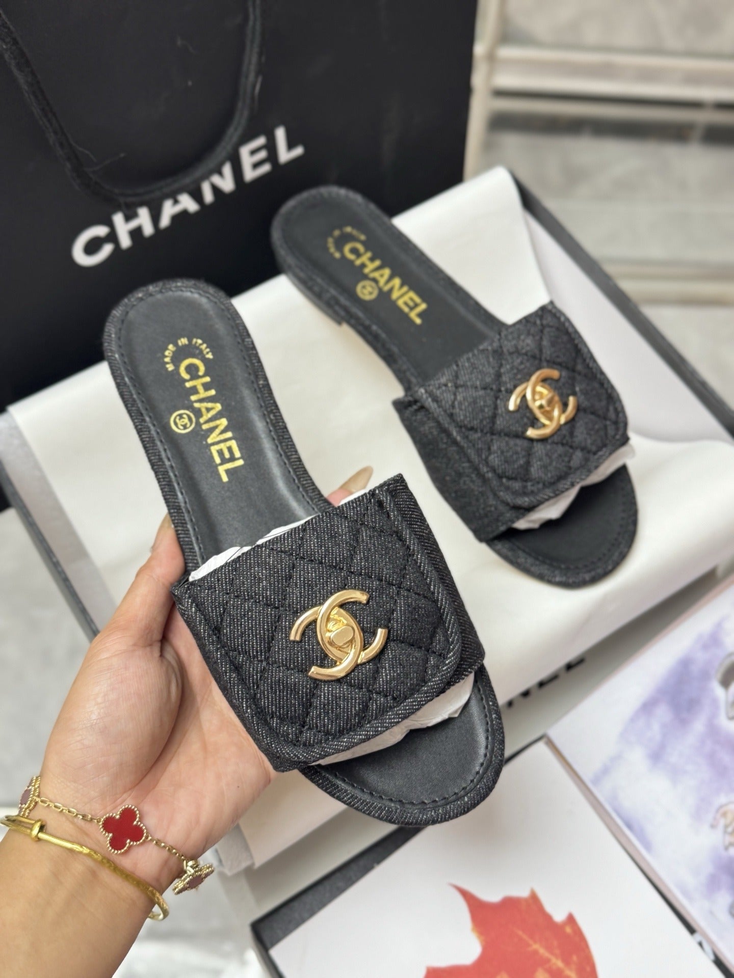 Chanel Lambskin Leather Slides