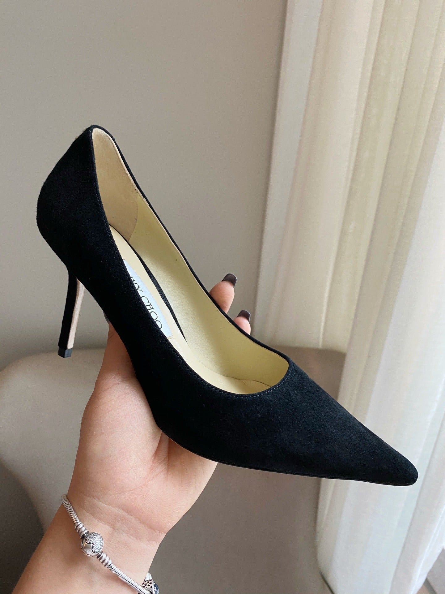 Jimmy Choo Women Patent Leather & Lambskin Leather Pearl Heels