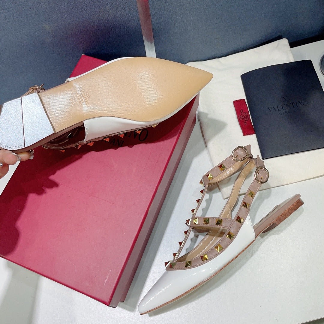 Valentino Lambskin Leather Pointed Toe Sandals