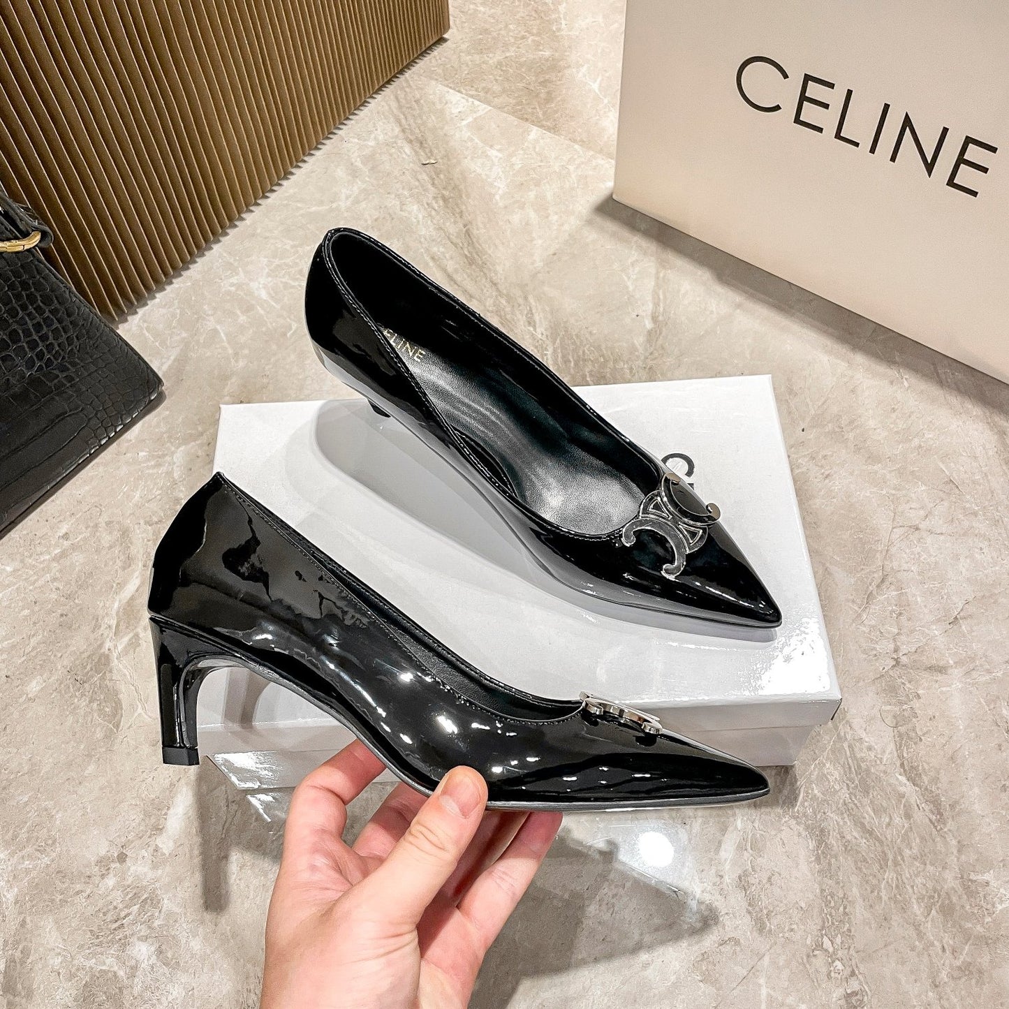 Celine Calfskin Leather Pointed Toe Heels