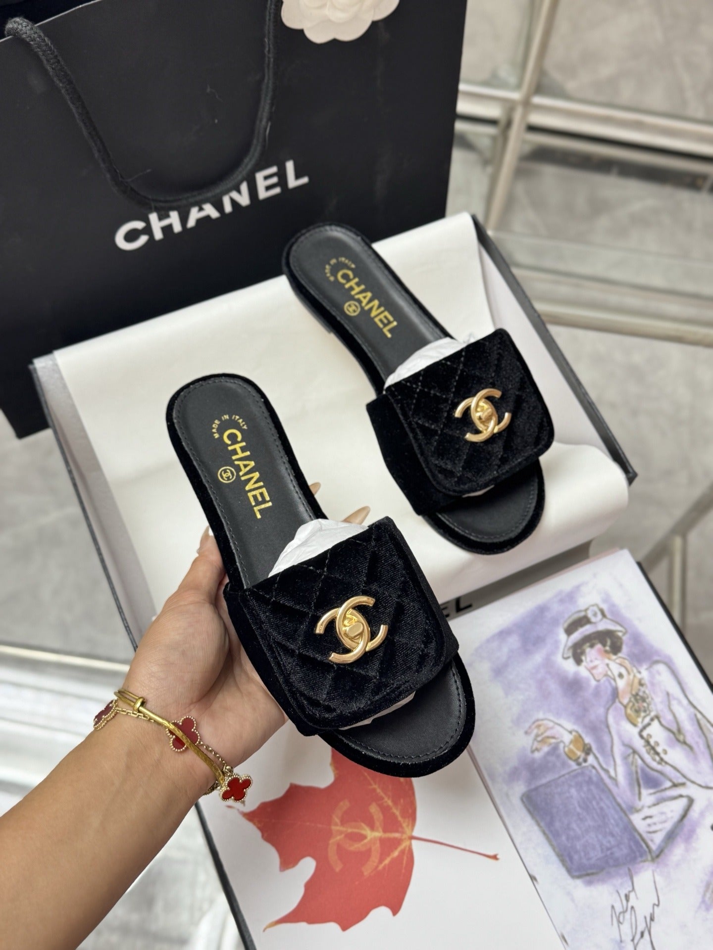 Chanel Lambskin Leather Slides