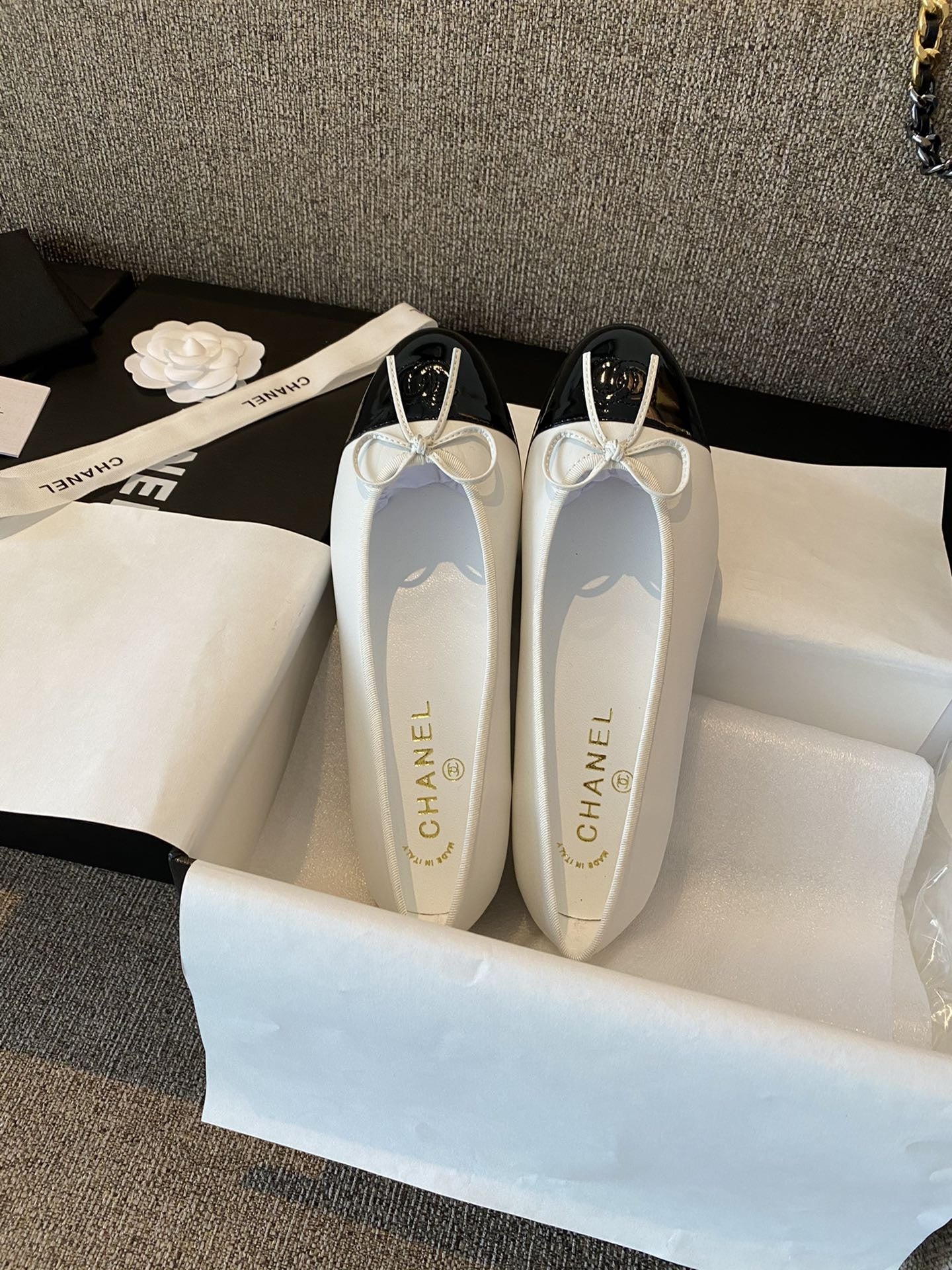 Chanel Leather Bow Ballet Flats