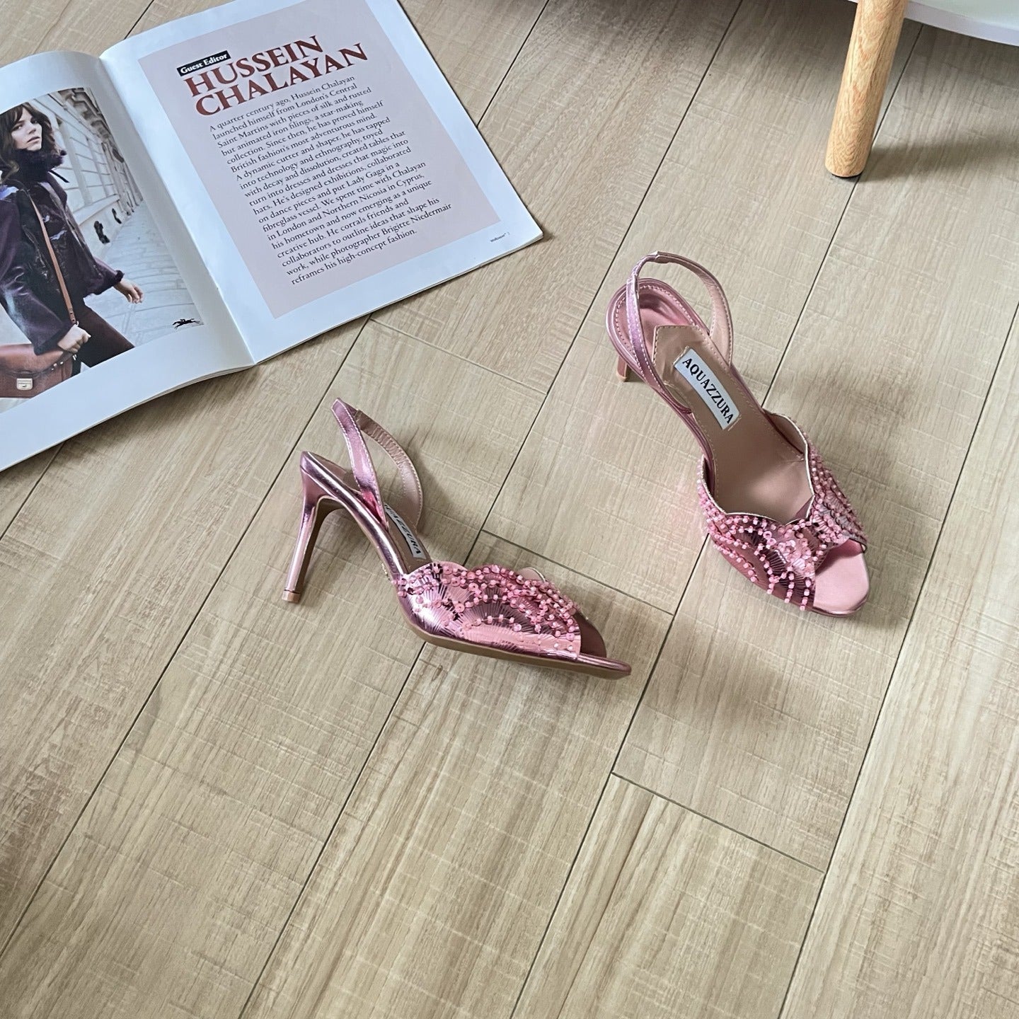 Aquazzura Lambskin Leather Crystal Sandals