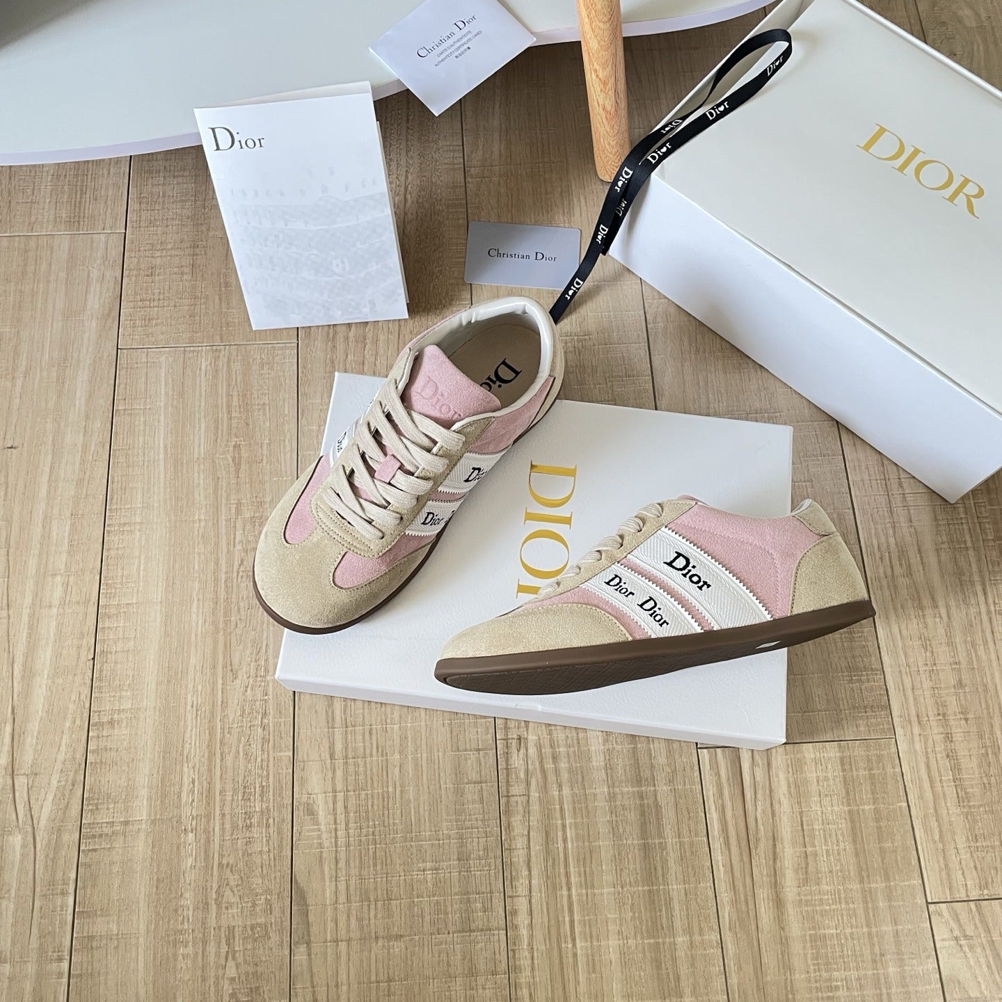 Dior Leather Vintage-Finish Sneakers