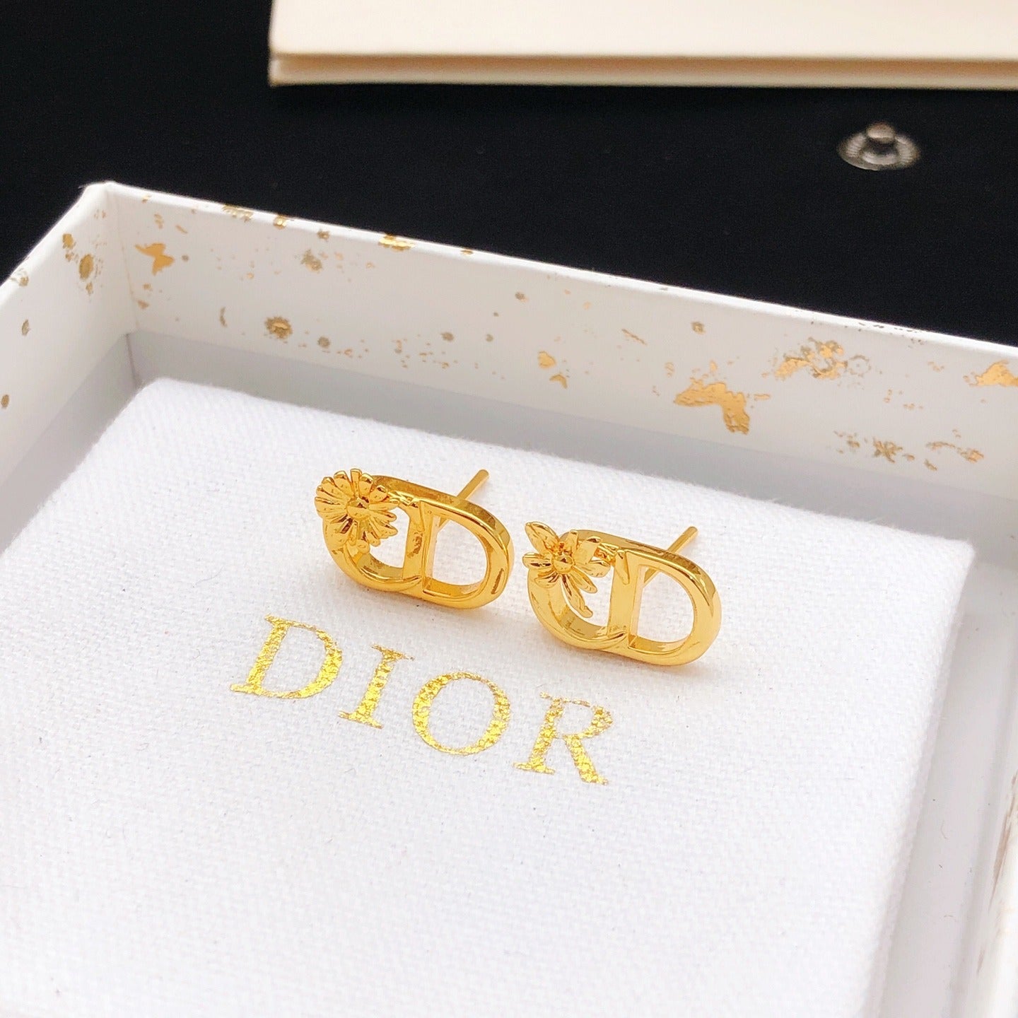 Dior Brass Sunburst Earrings