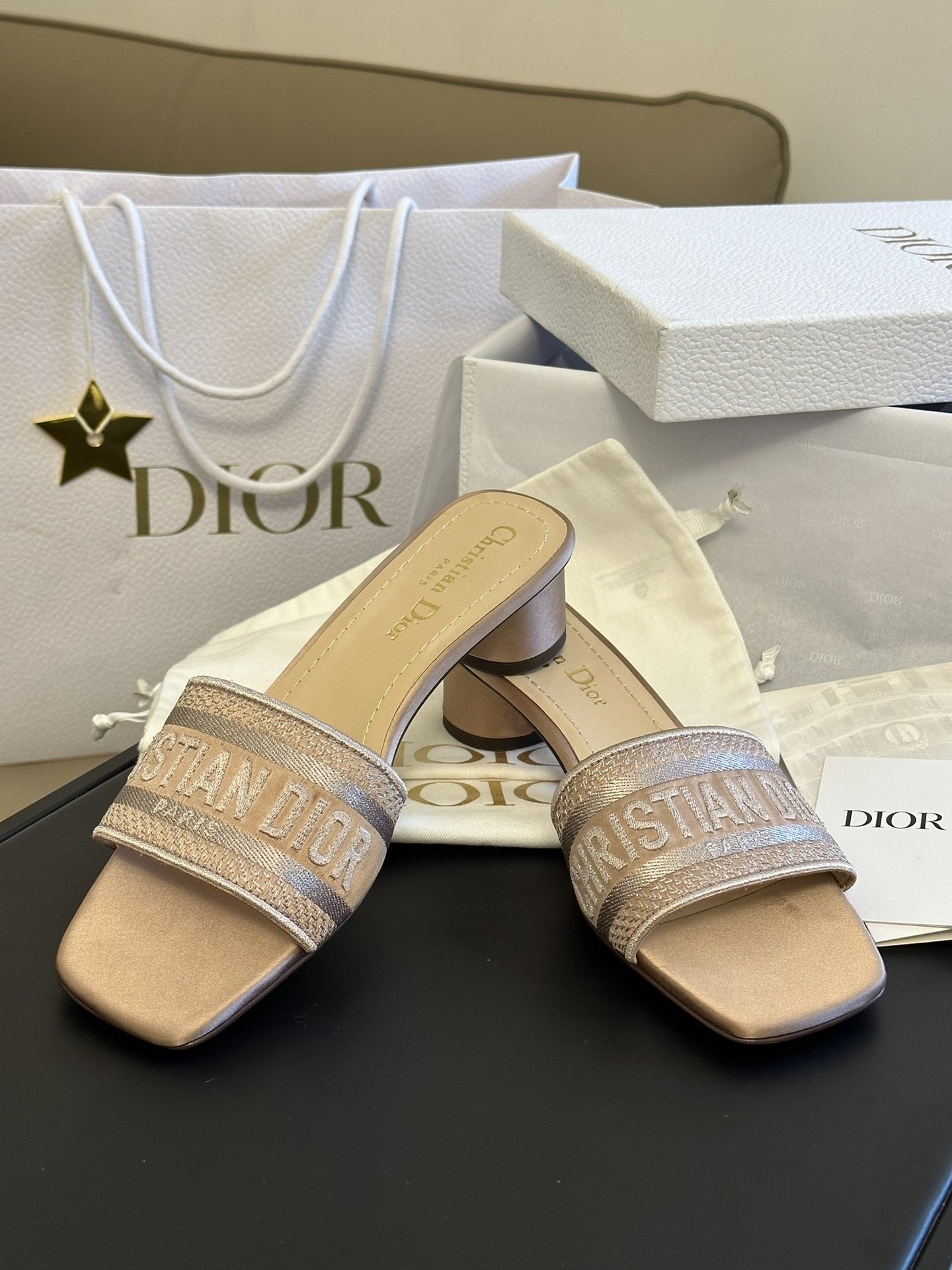 Dior Cotton & Leather Slides