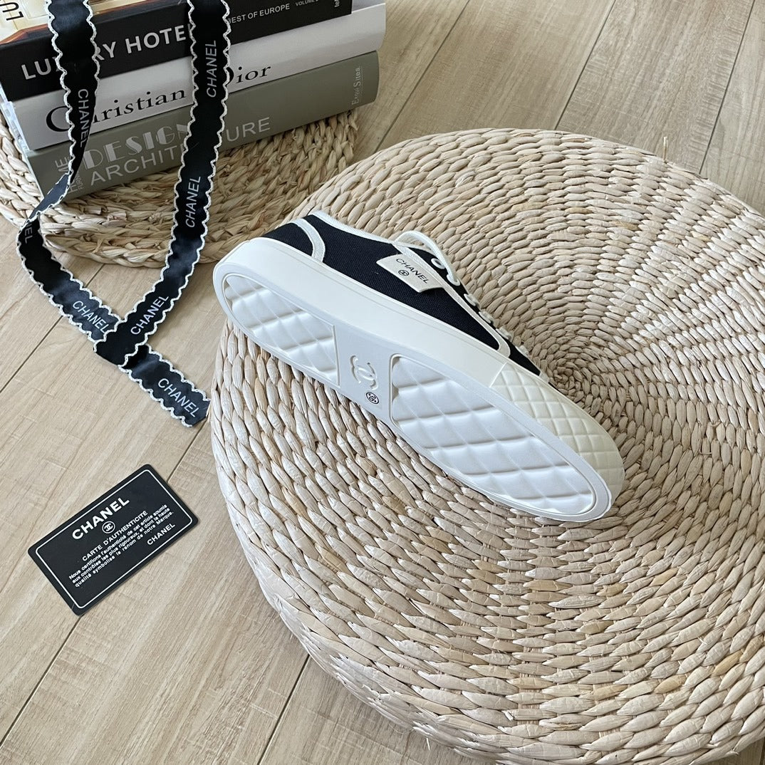 Chanel Canvas & Lambskin Leather Sneakers