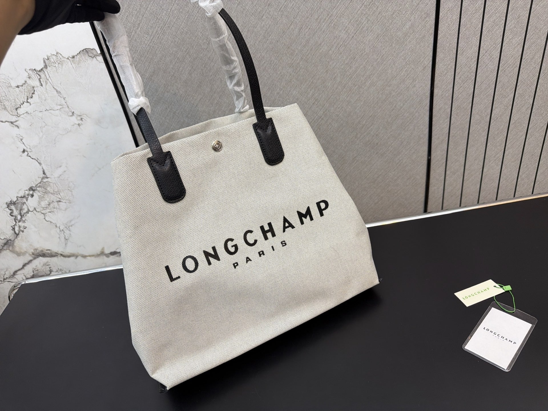 Longchamp Canvas Logo Tote Bag