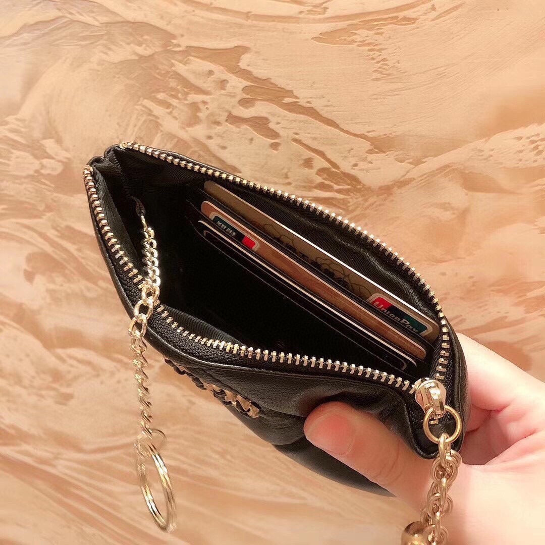 Chanel Black Lambskin Leather Wallet