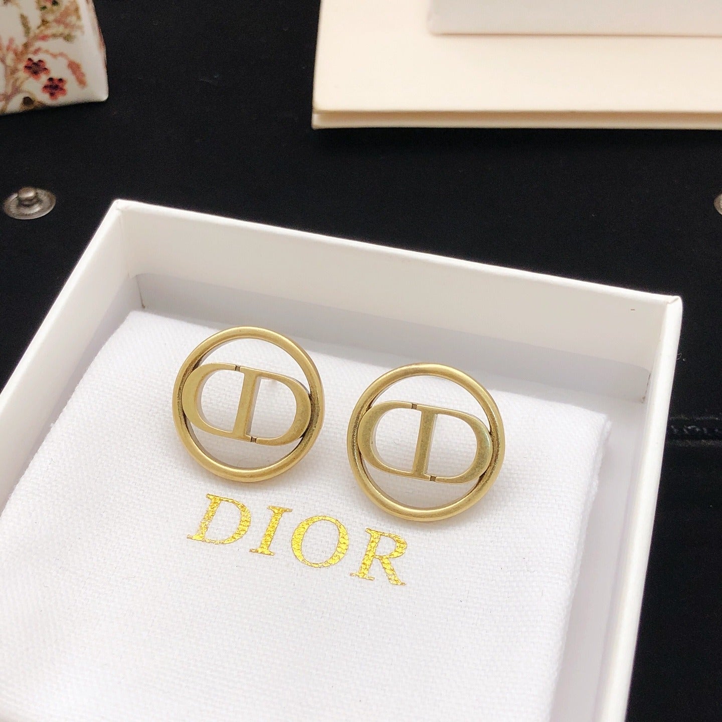 Dior Brass Round Earrings