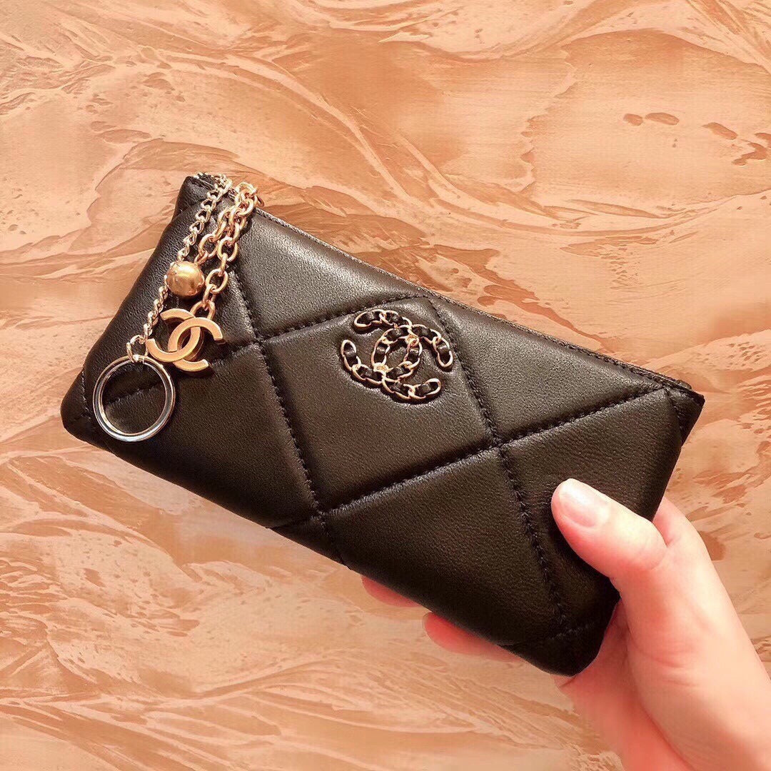 Chanel Black Lambskin Leather Wallet