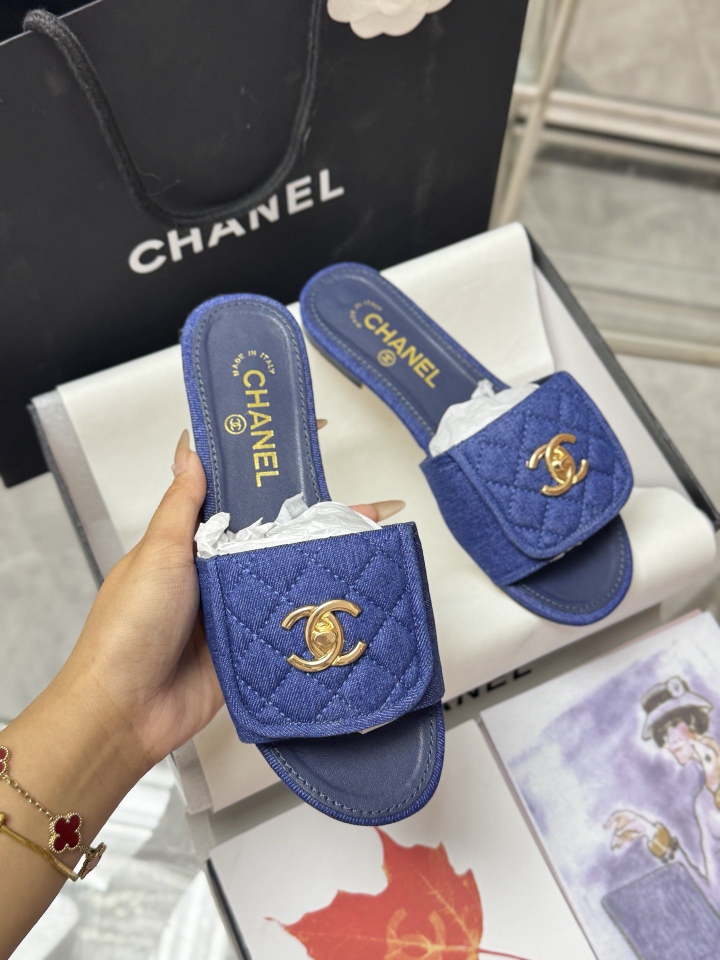 Chanel Lambskin Leather Slides