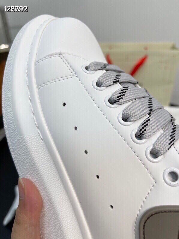 Alexander McQueen Women White Lambskin Leather Logo Sneakers