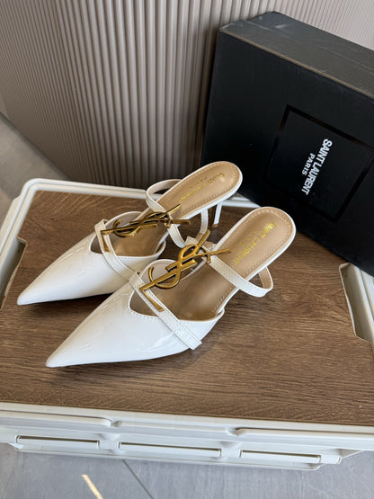 Saint Laurent Black Pointed Toe Heels