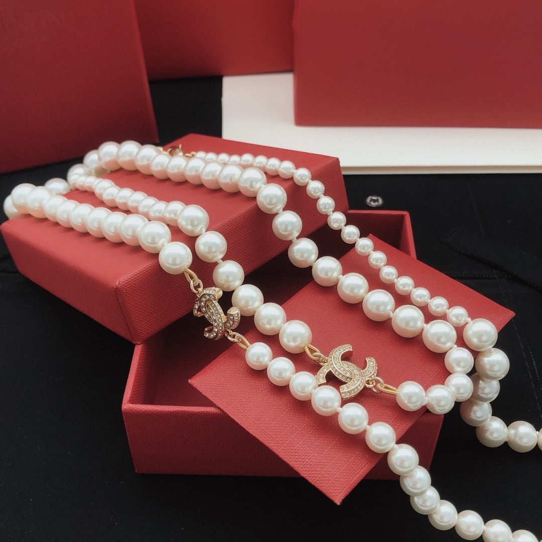 Chanel Brass Pearl Necklace