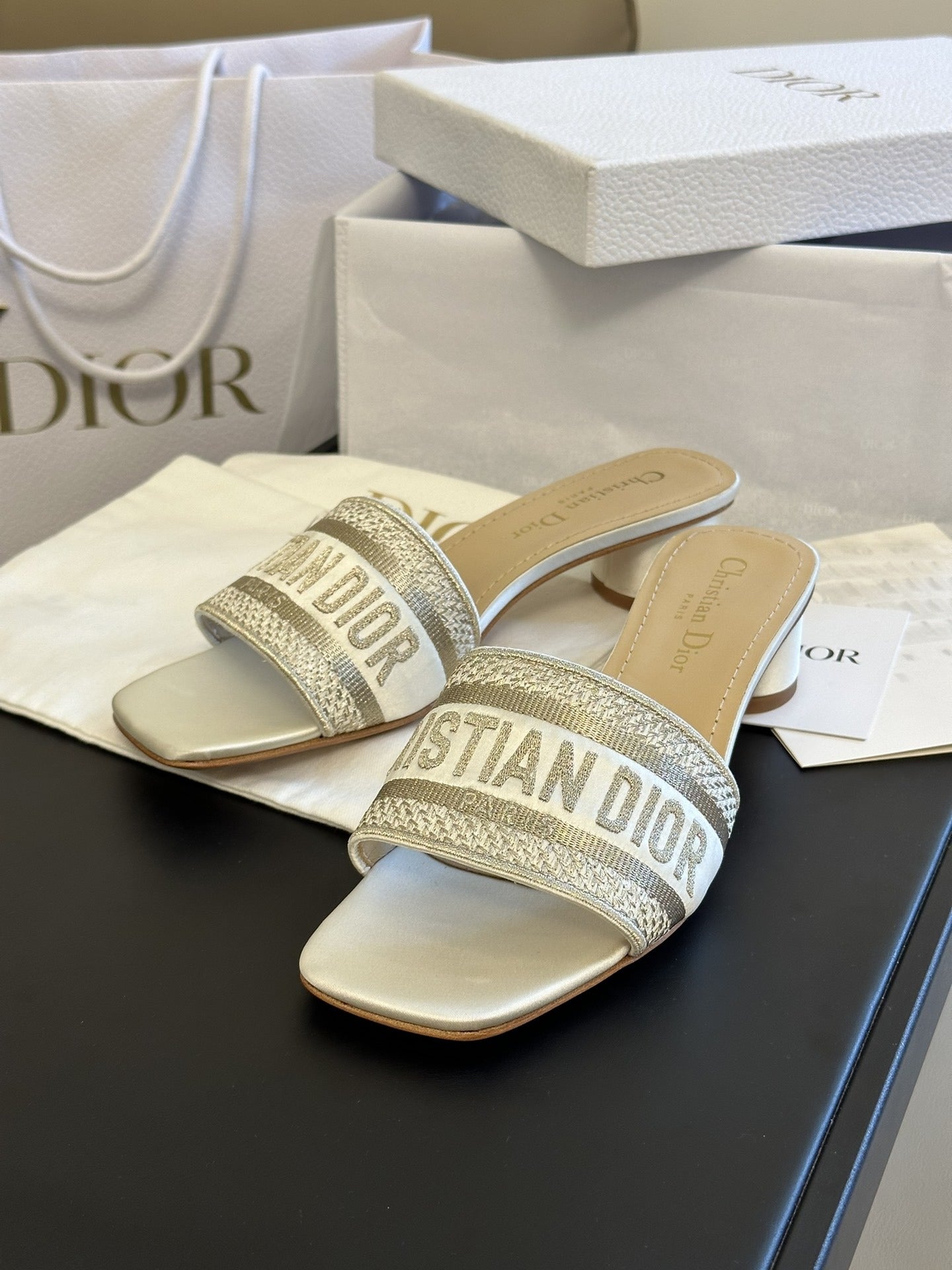 Dior Cotton & Leather Slides