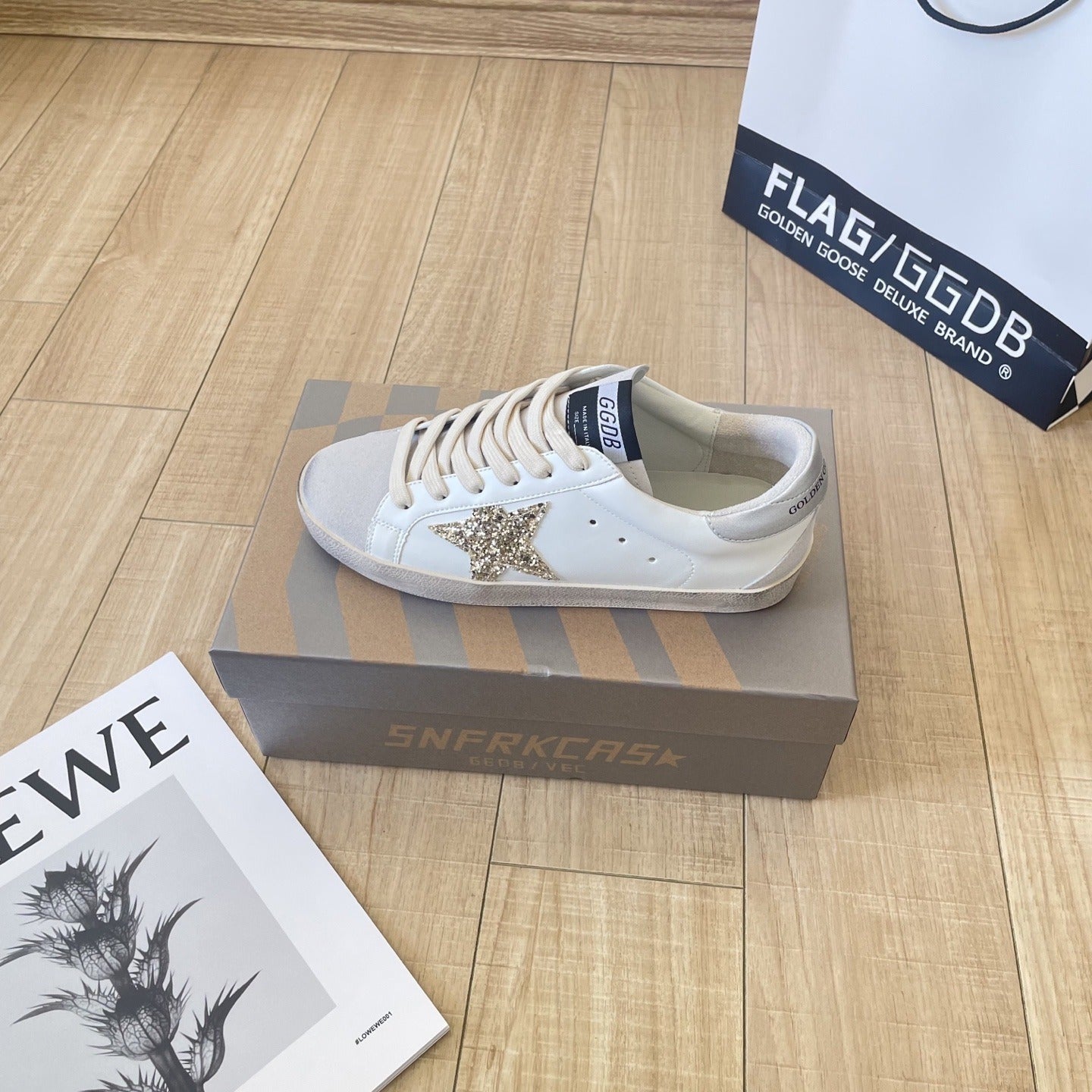 Golden Goose Calfskin Leather Vintage-Finish Sneakers