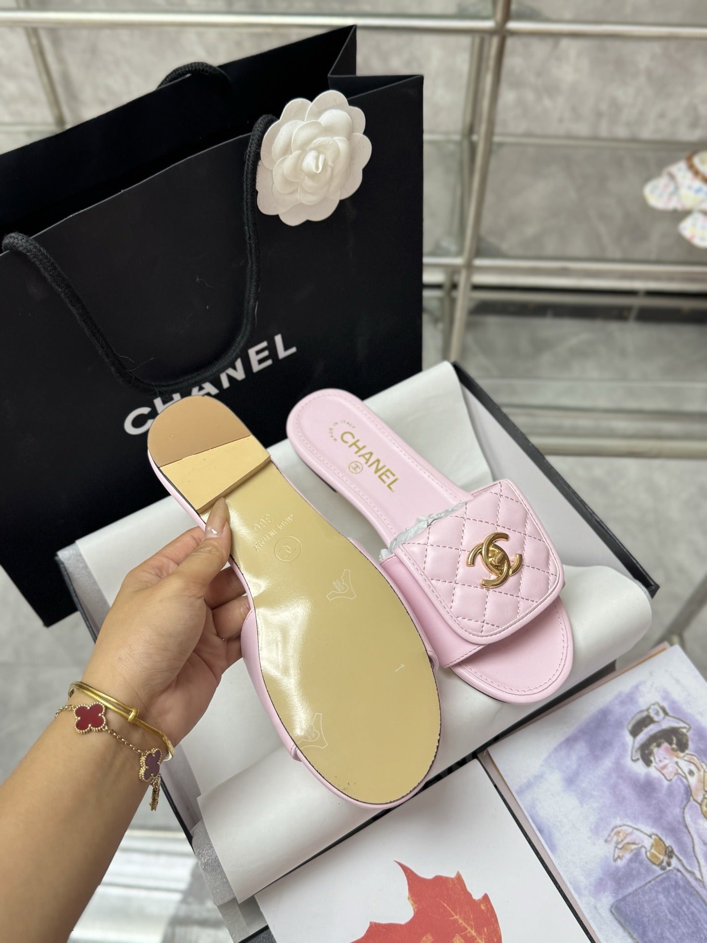 Chanel Lambskin Leather Slides