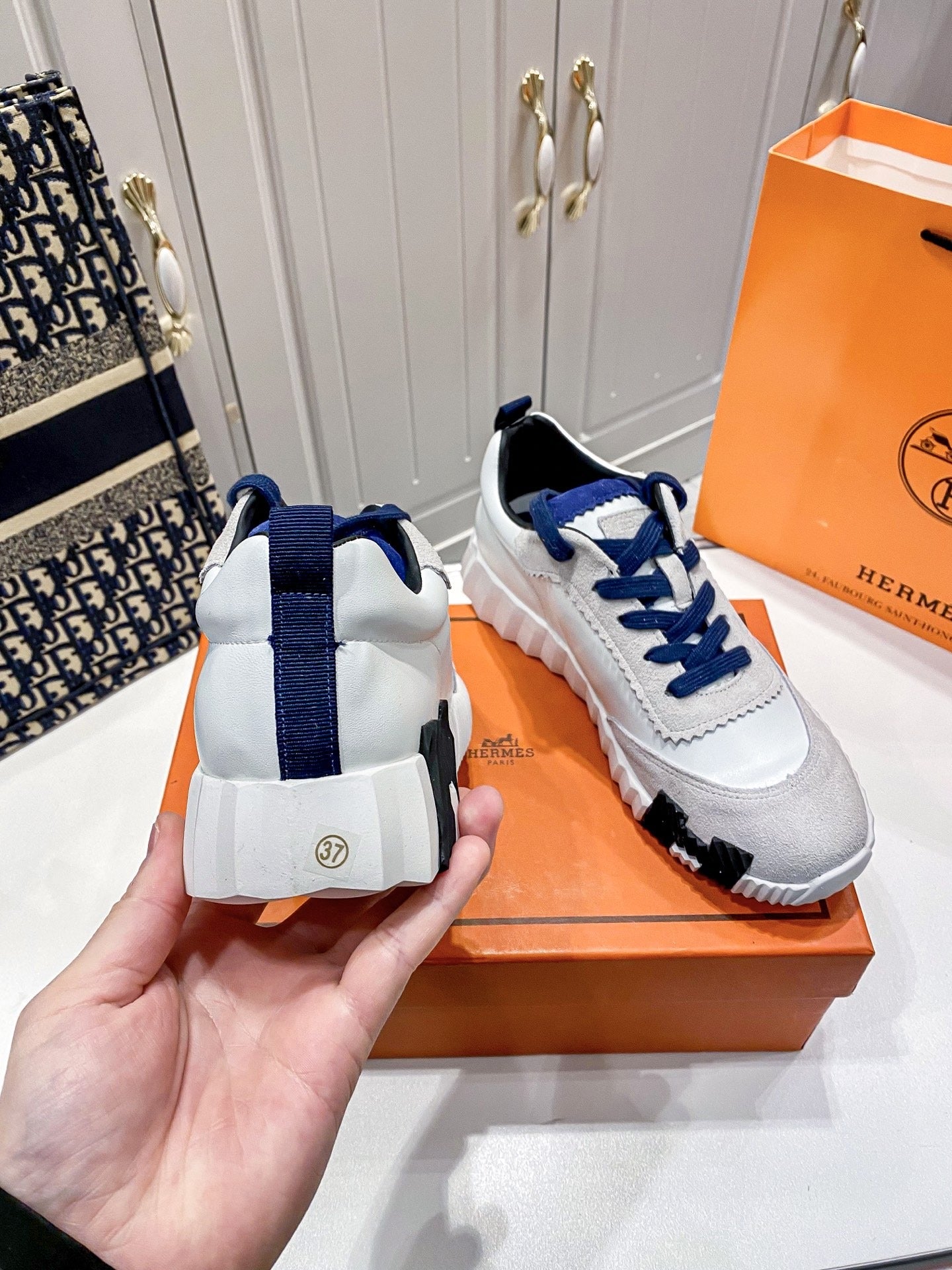 Hermes Lambskin Leather Sneakers
