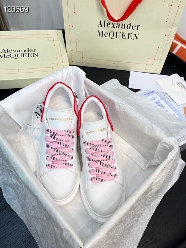 Alexander McQueen Women White Lambskin Leather Logo Sneakers