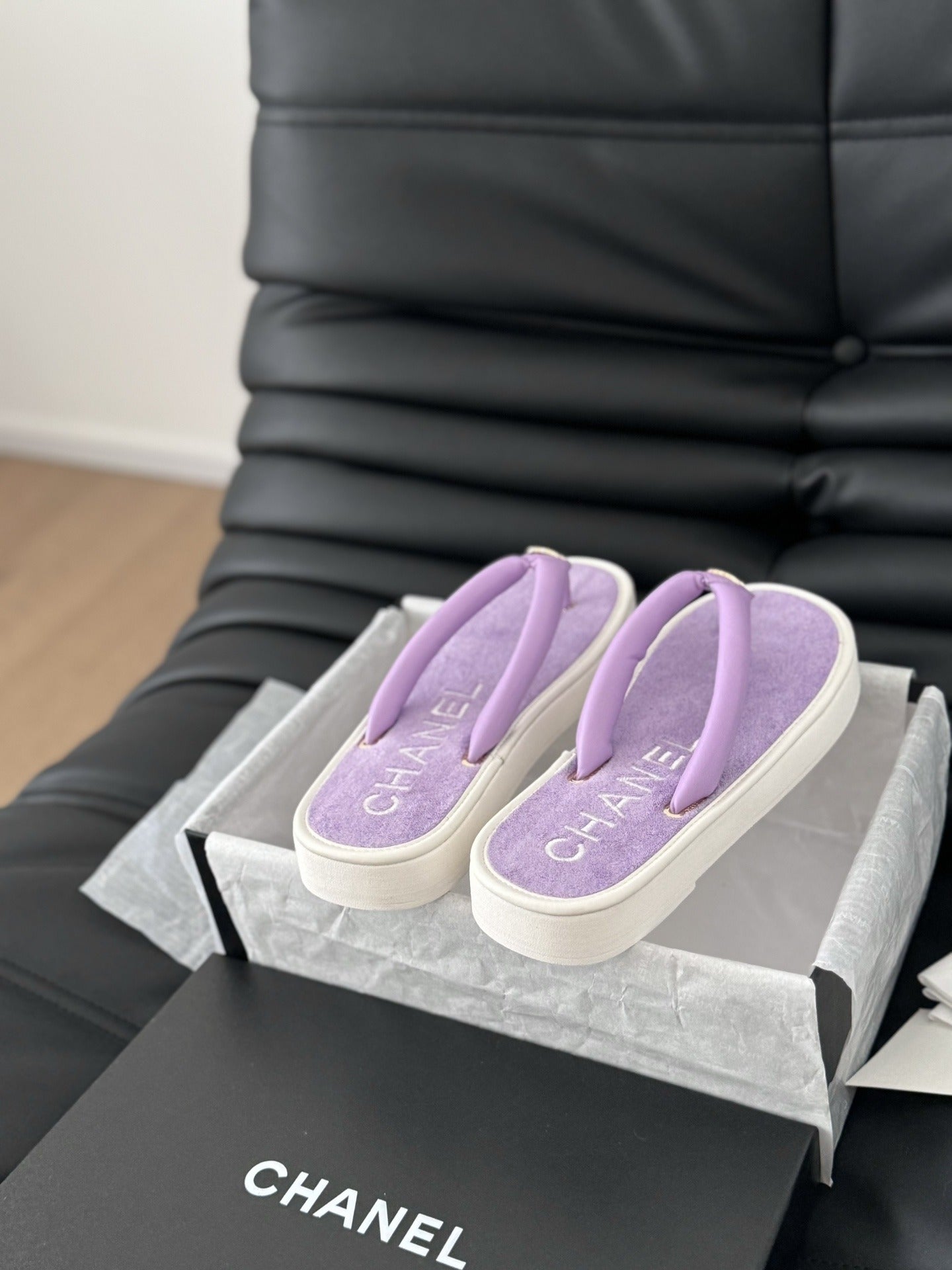 Chanel Leather Slides