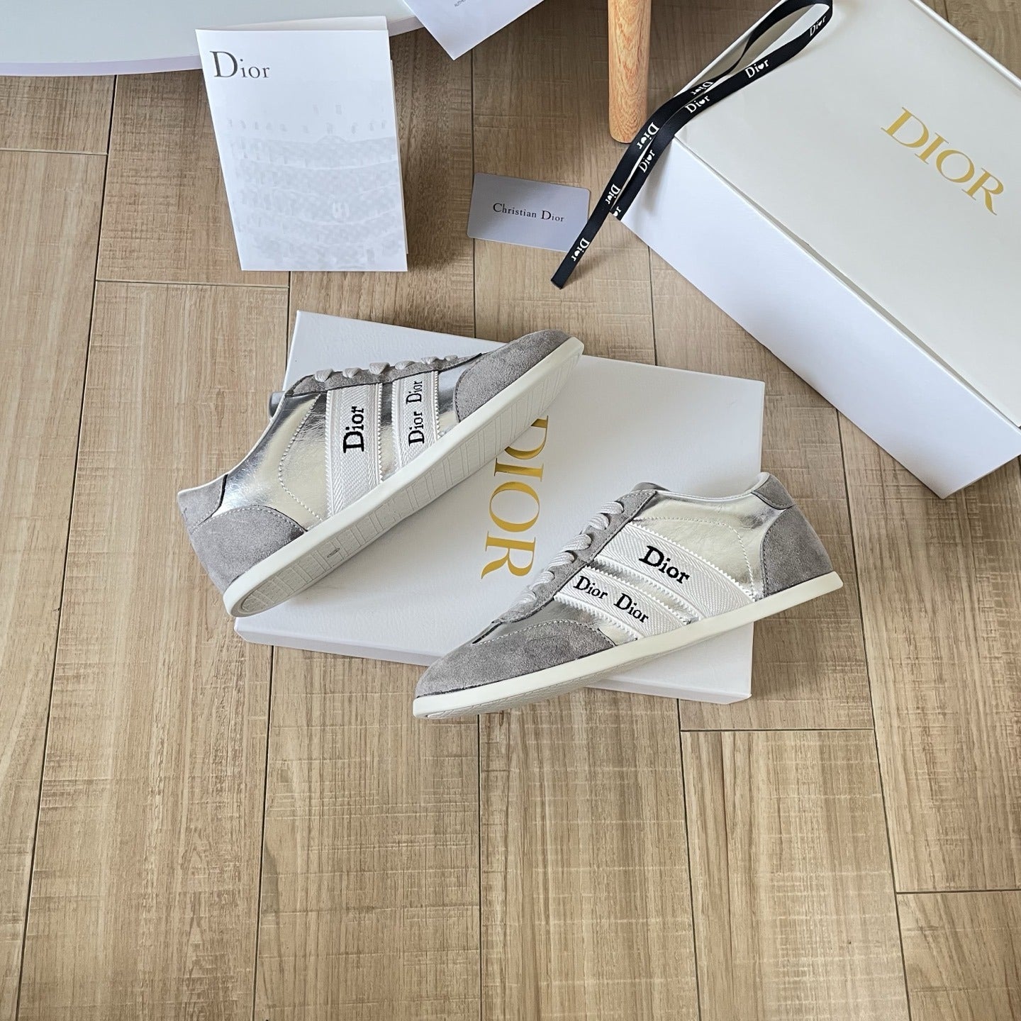 Dior Leather Vintage-Finish Sneakers