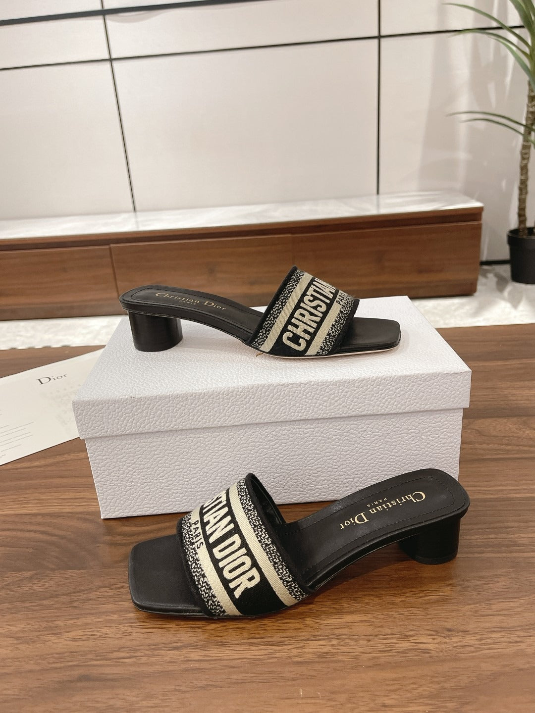 Dior Cotton & Leather Slides