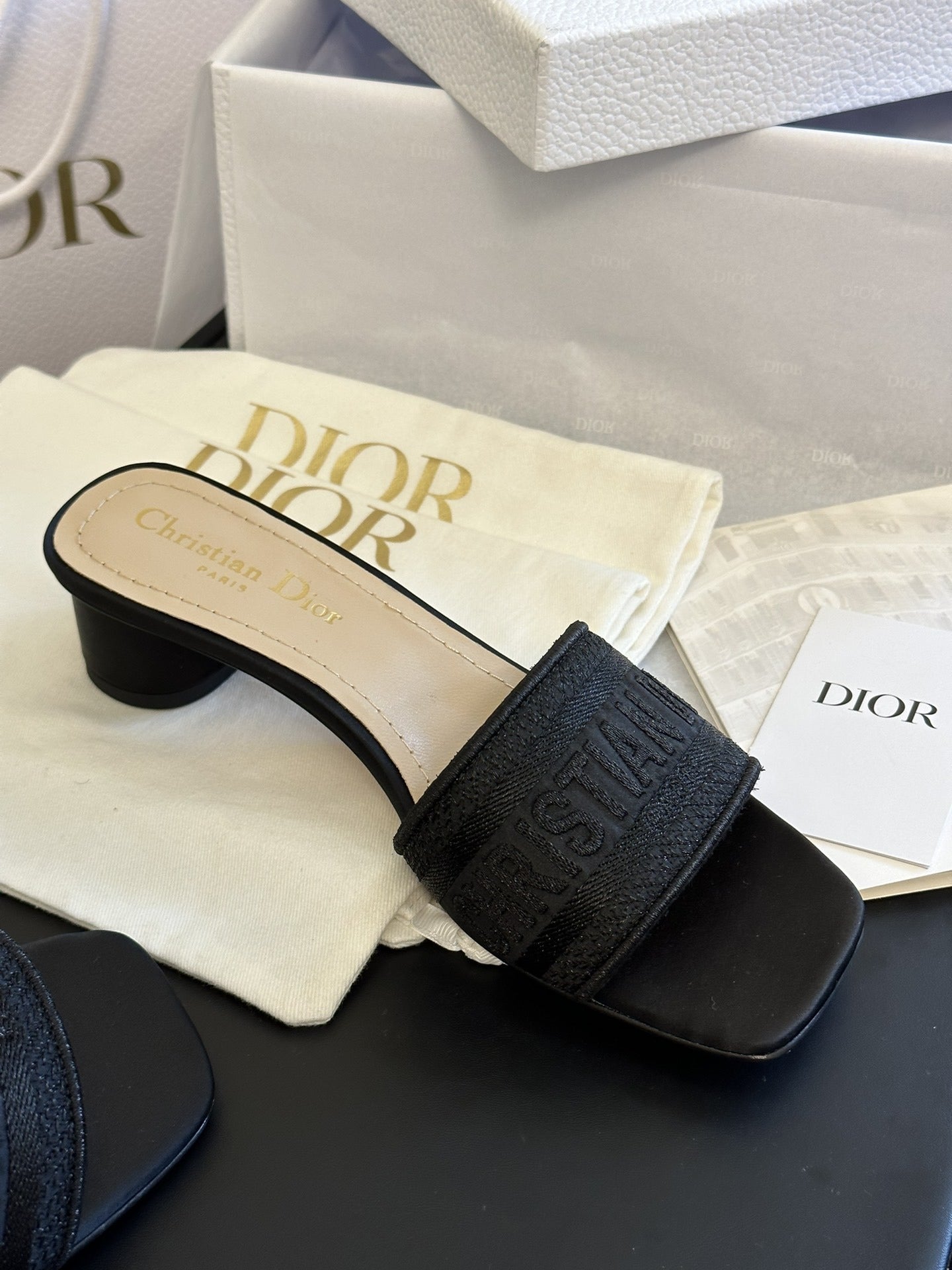 Dior Cotton & Leather Slides