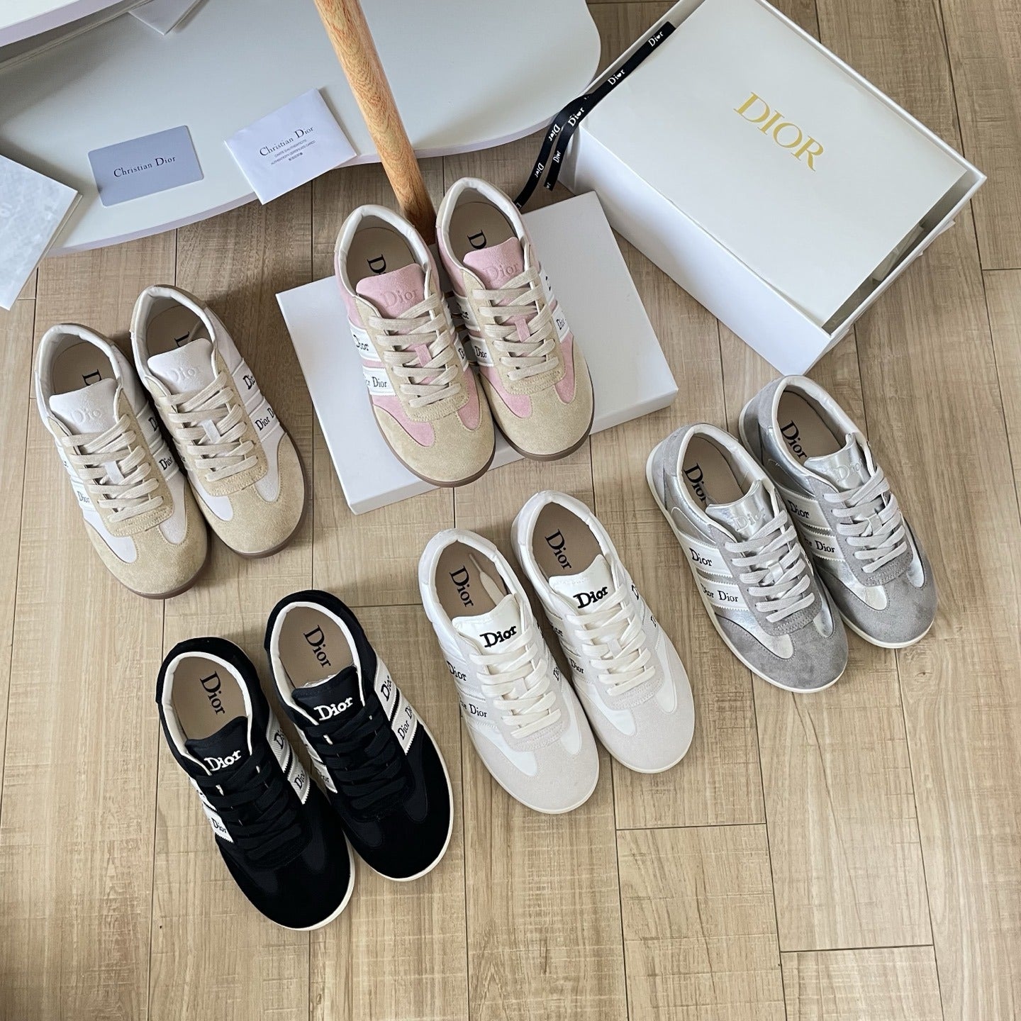 Dior Leather Vintage-Finish Sneakers