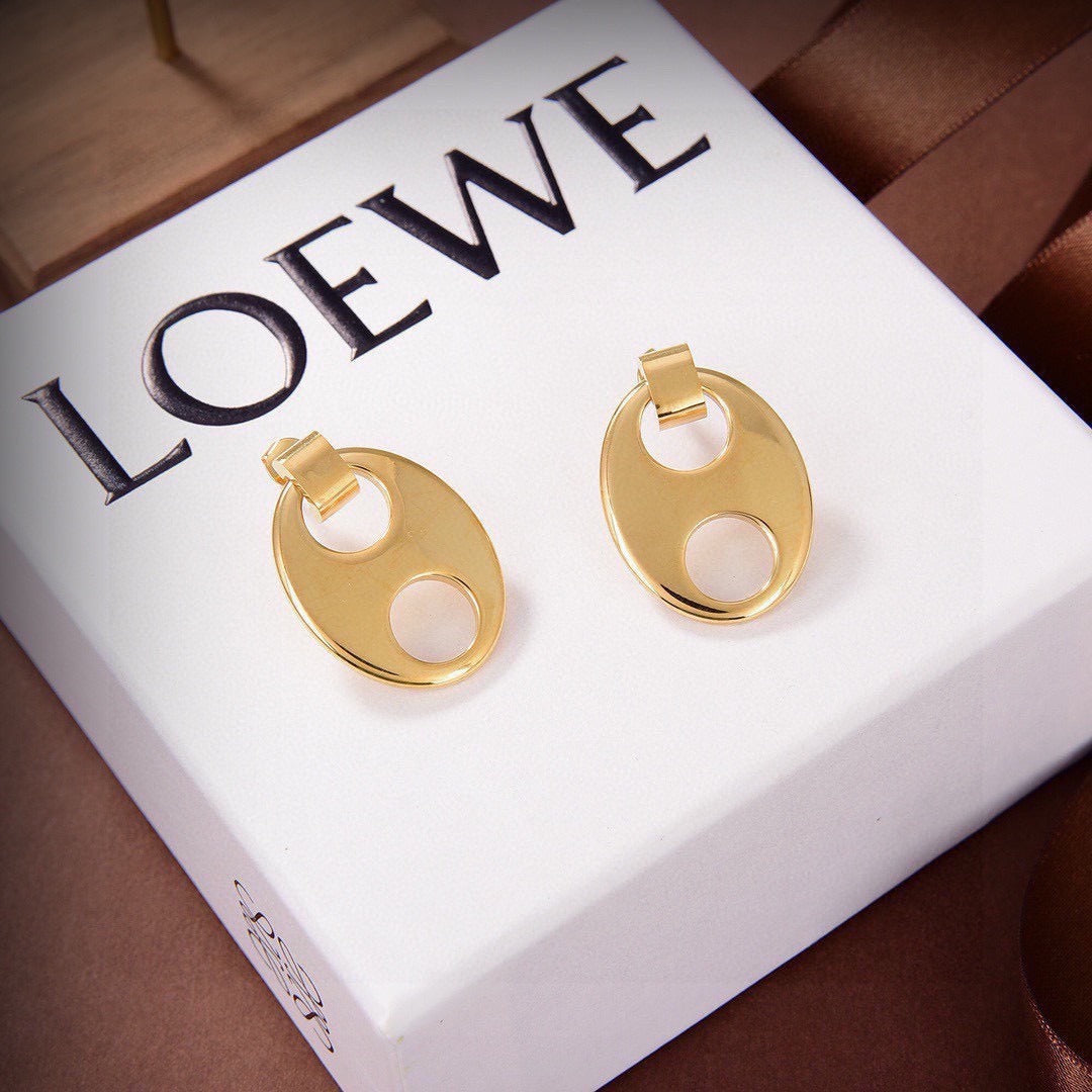 Loewe Brass Logo Earrings