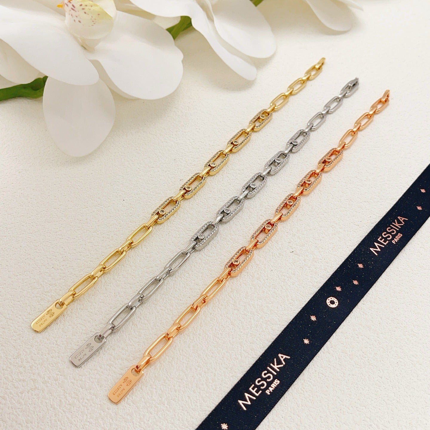 Messika Silver Brass Pave Bracelet