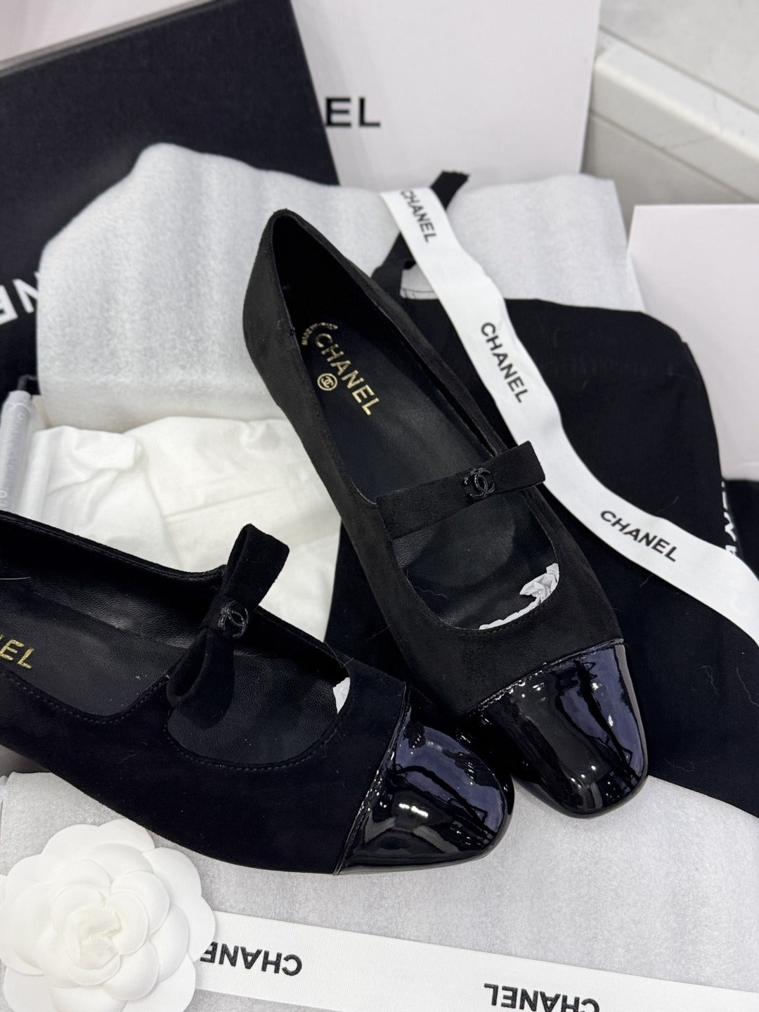 Chanel Patent Leather Bow Shoes