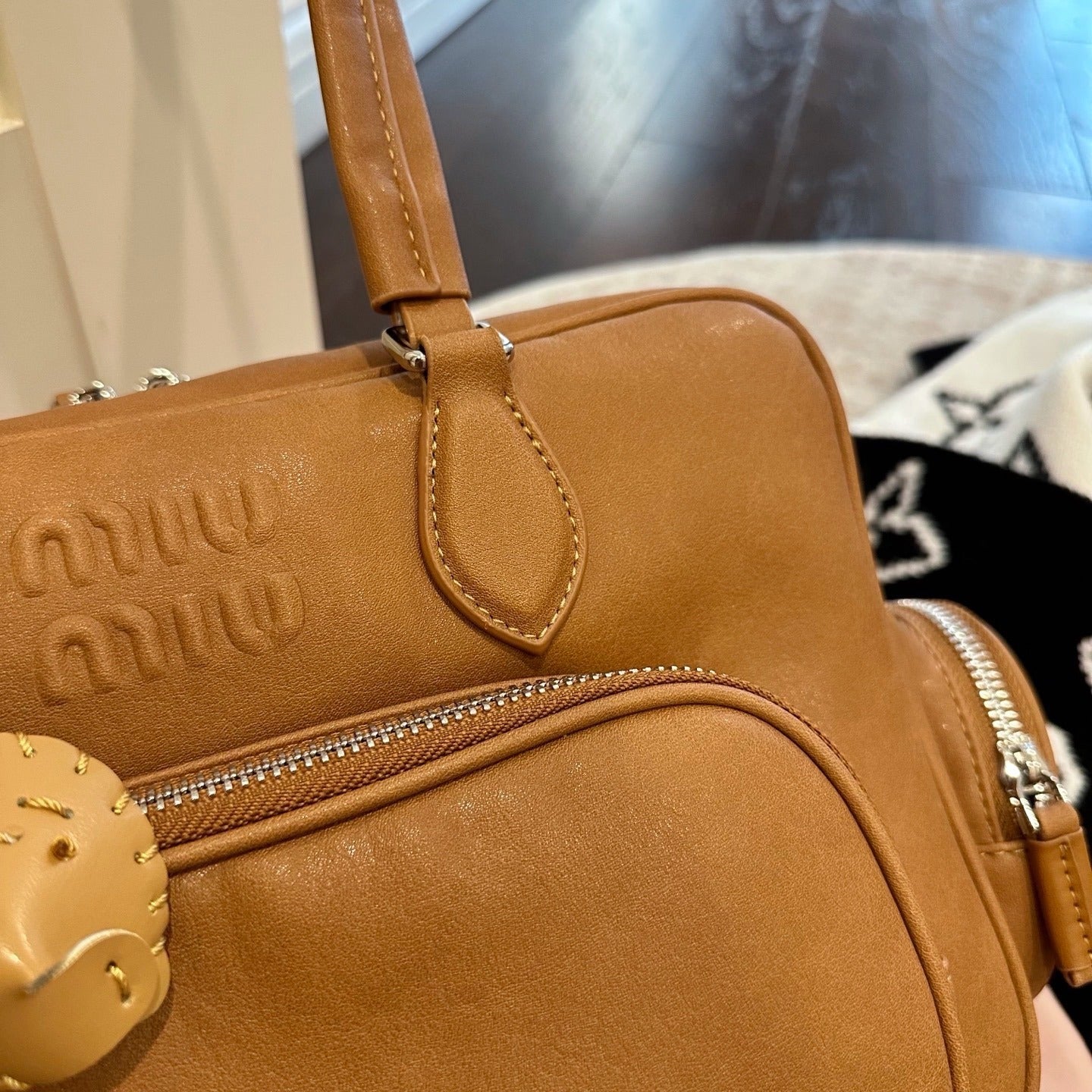 Miu Miu Lambskin Leather & Cotton Crossbody Bag