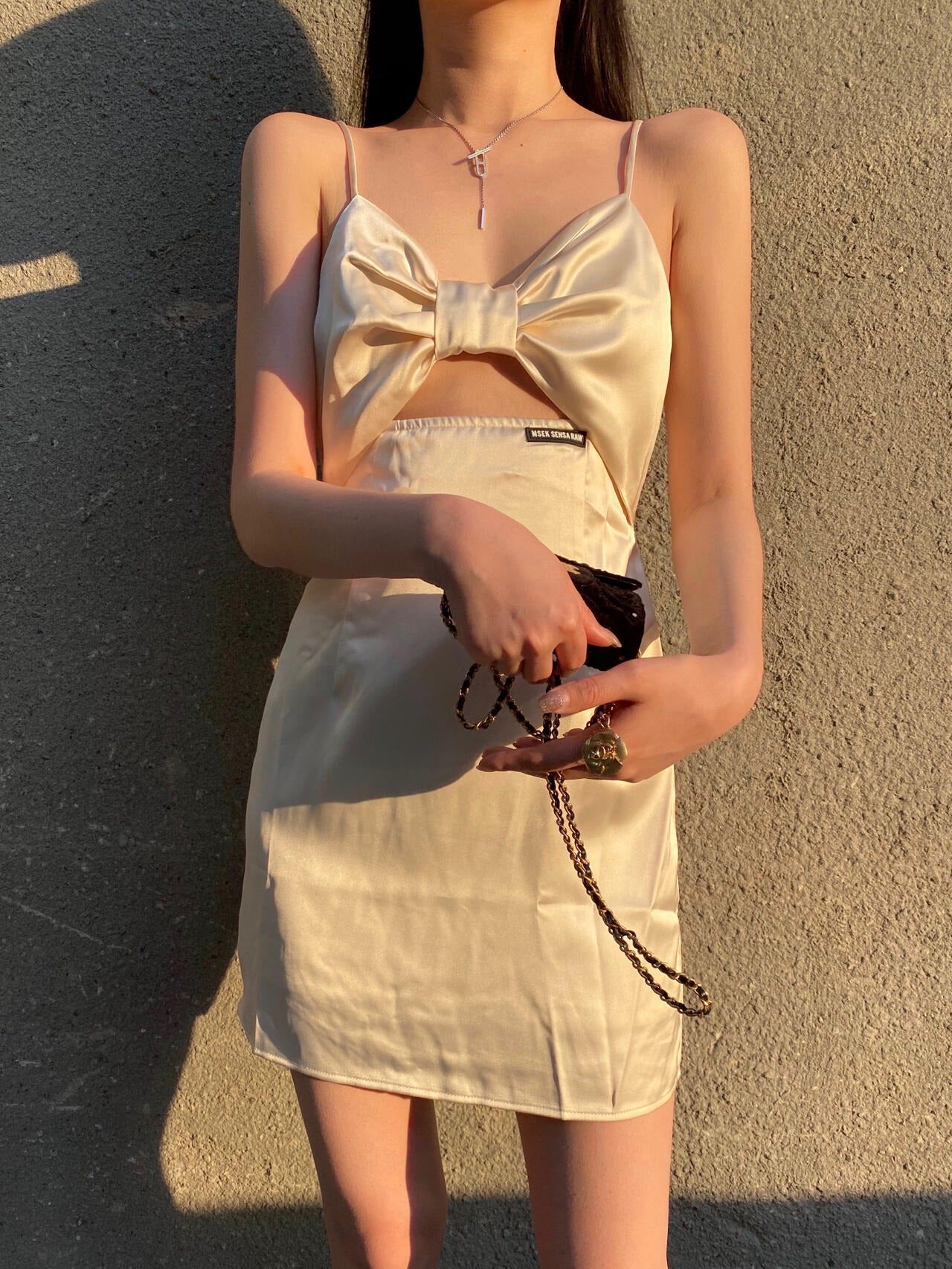 Hermes Silver Brass Tassel Necklace