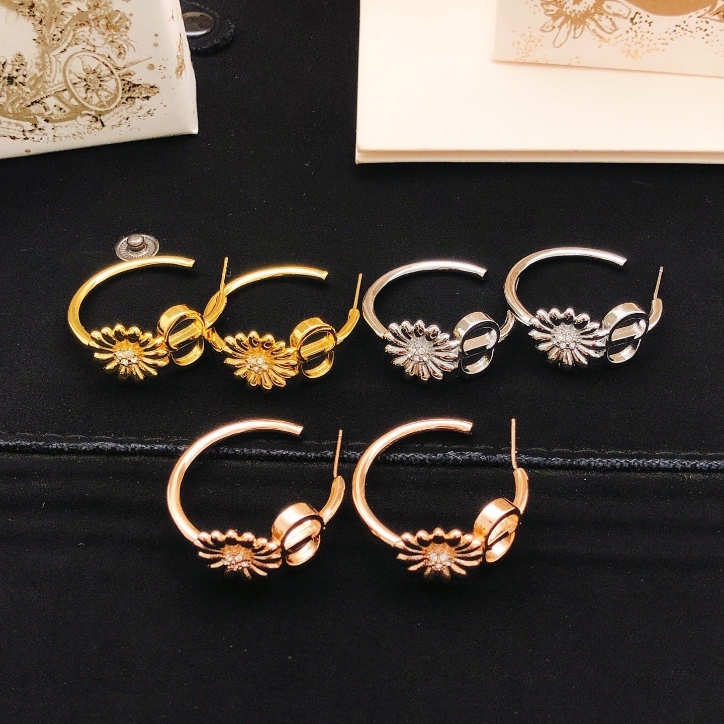 Dior Brass Sunburst Earrings