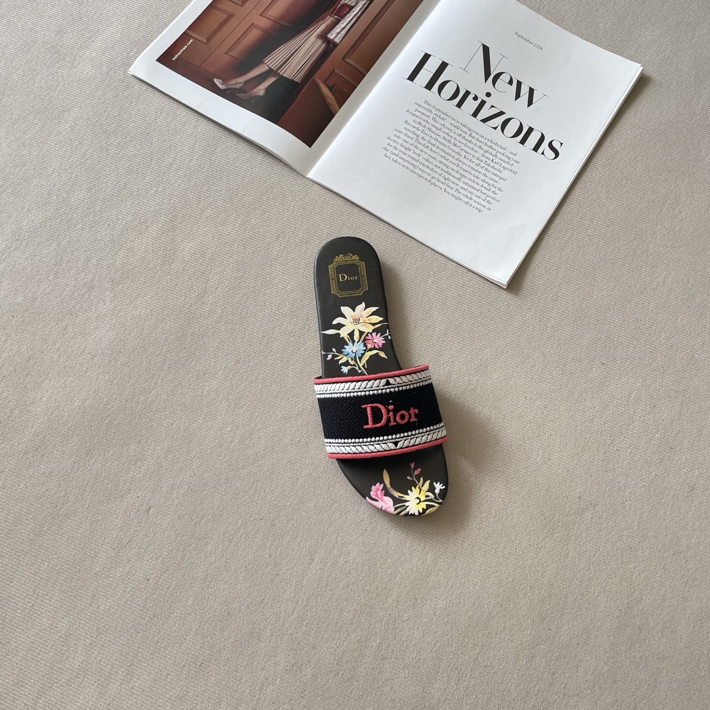 Dior Leather Embroidered Slides