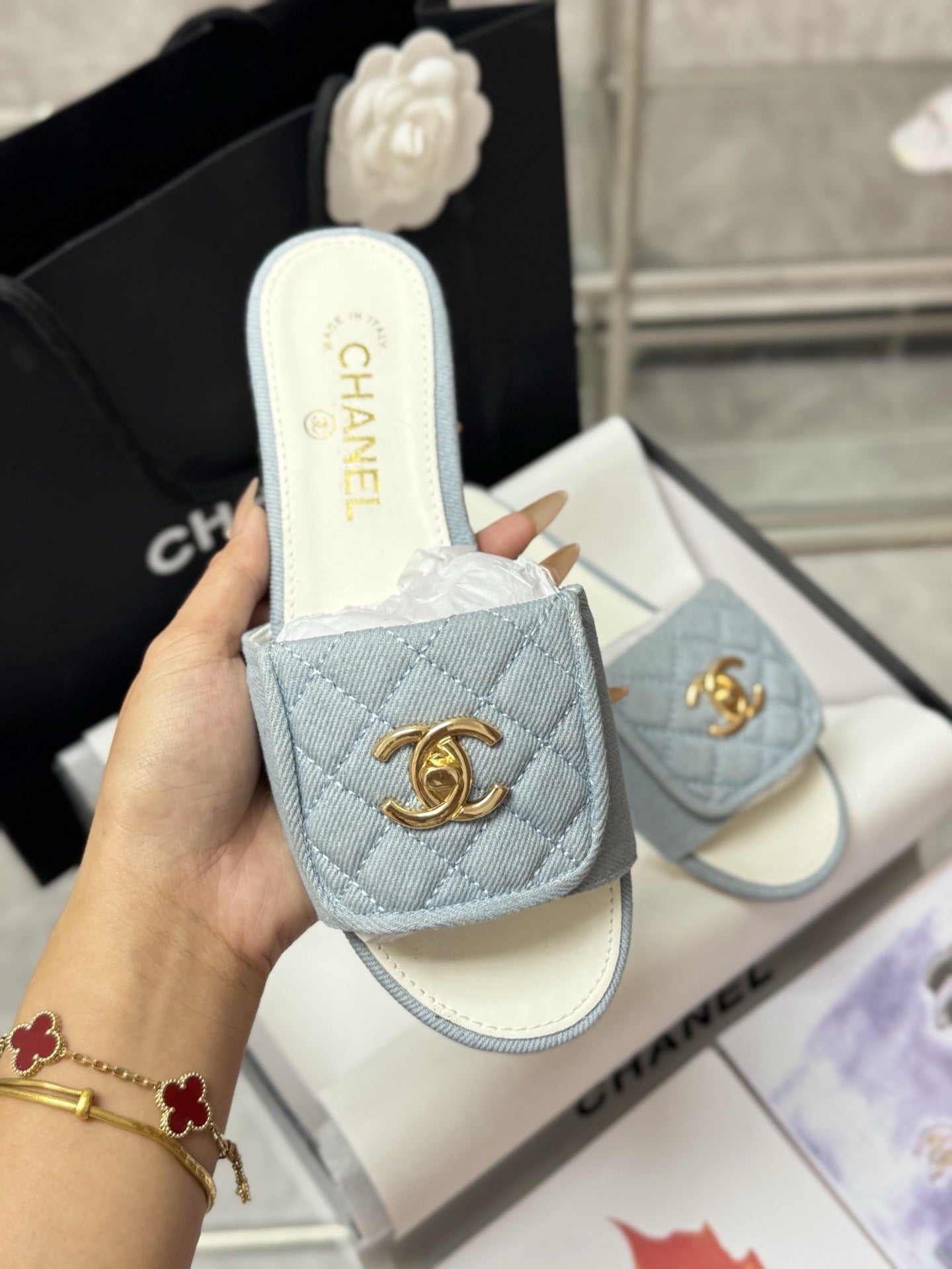 Chanel Lambskin Leather Slides