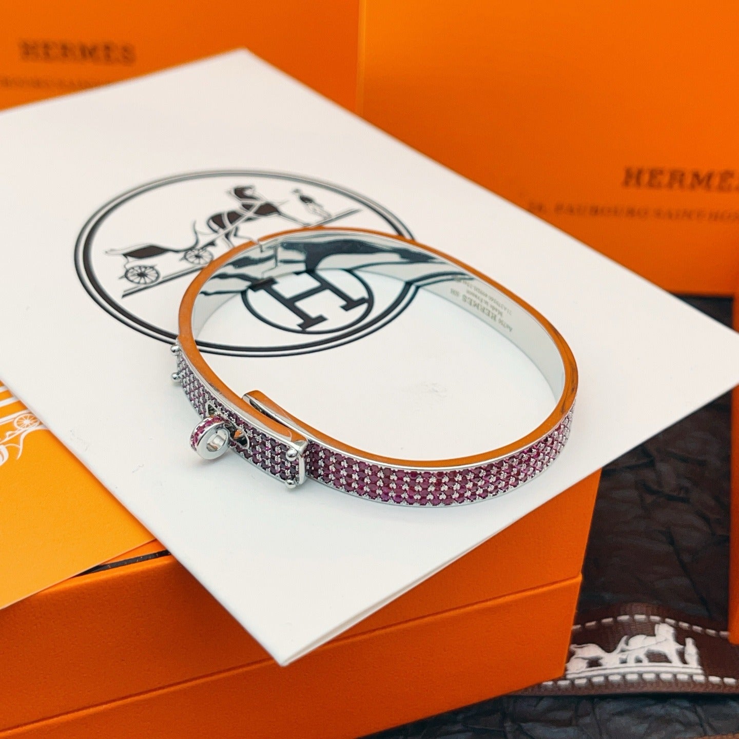Hermes Purple Brass Pave Bracelet