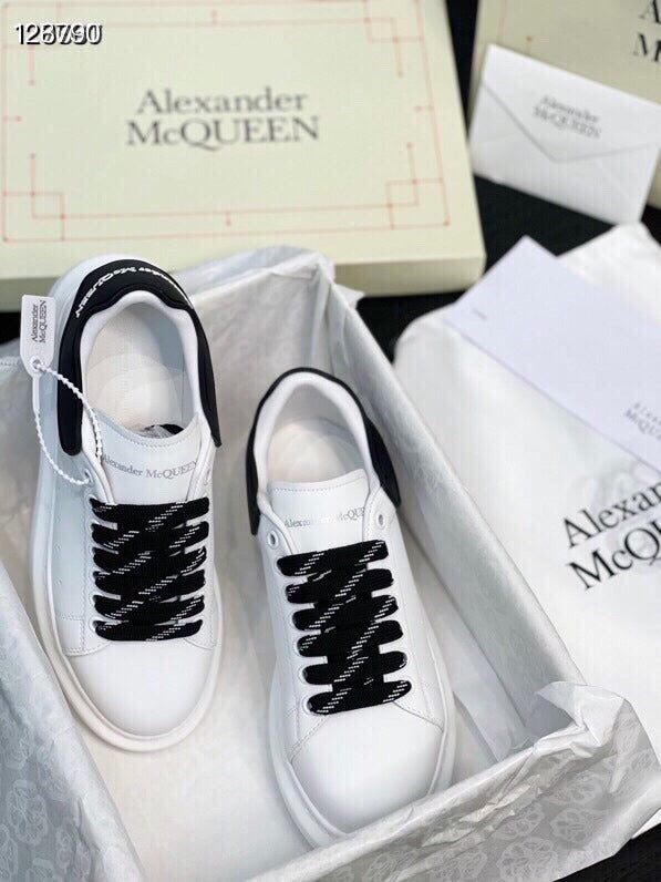Alexander McQueen Women White Lambskin Leather Logo Sneakers