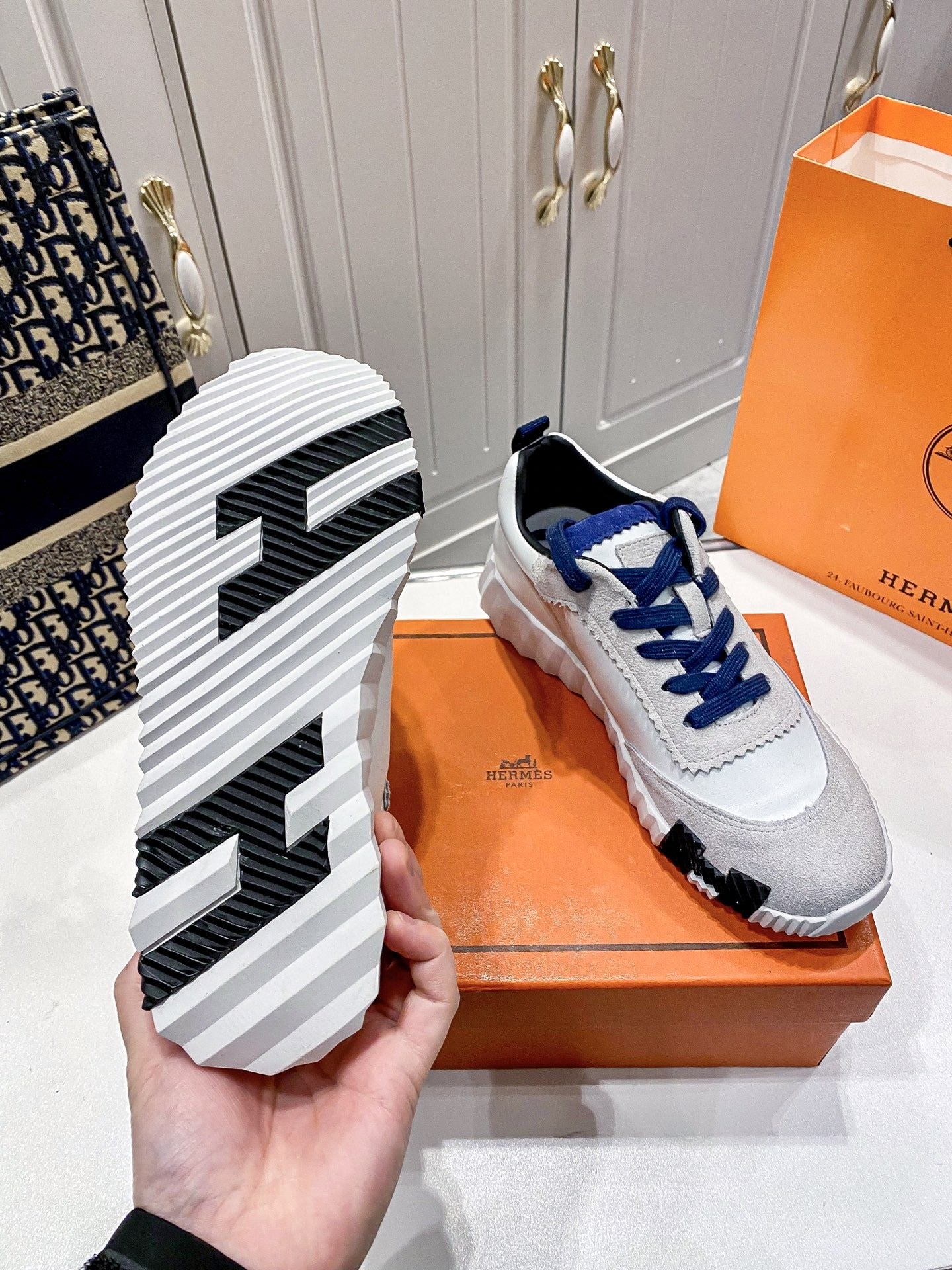 Hermes Lambskin Leather Sneakers