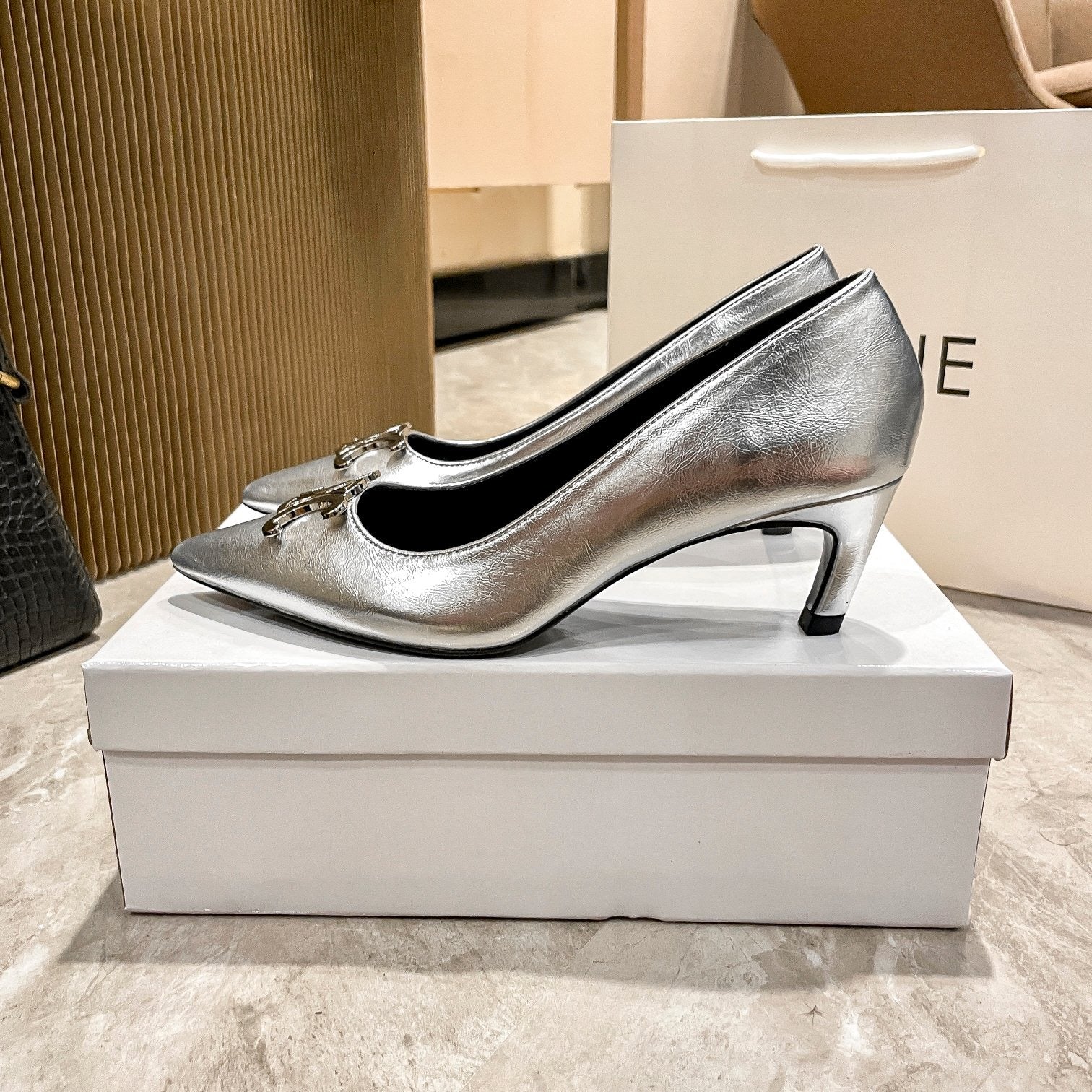 Celine Calfskin Leather Pointed Toe Heels