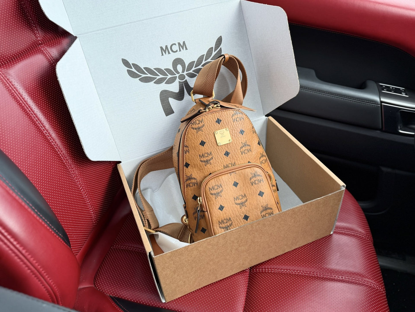 MCM Leather Logo Crossbody Bag